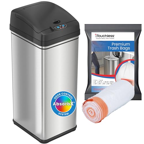 Silver Trash Can and 10 Bags