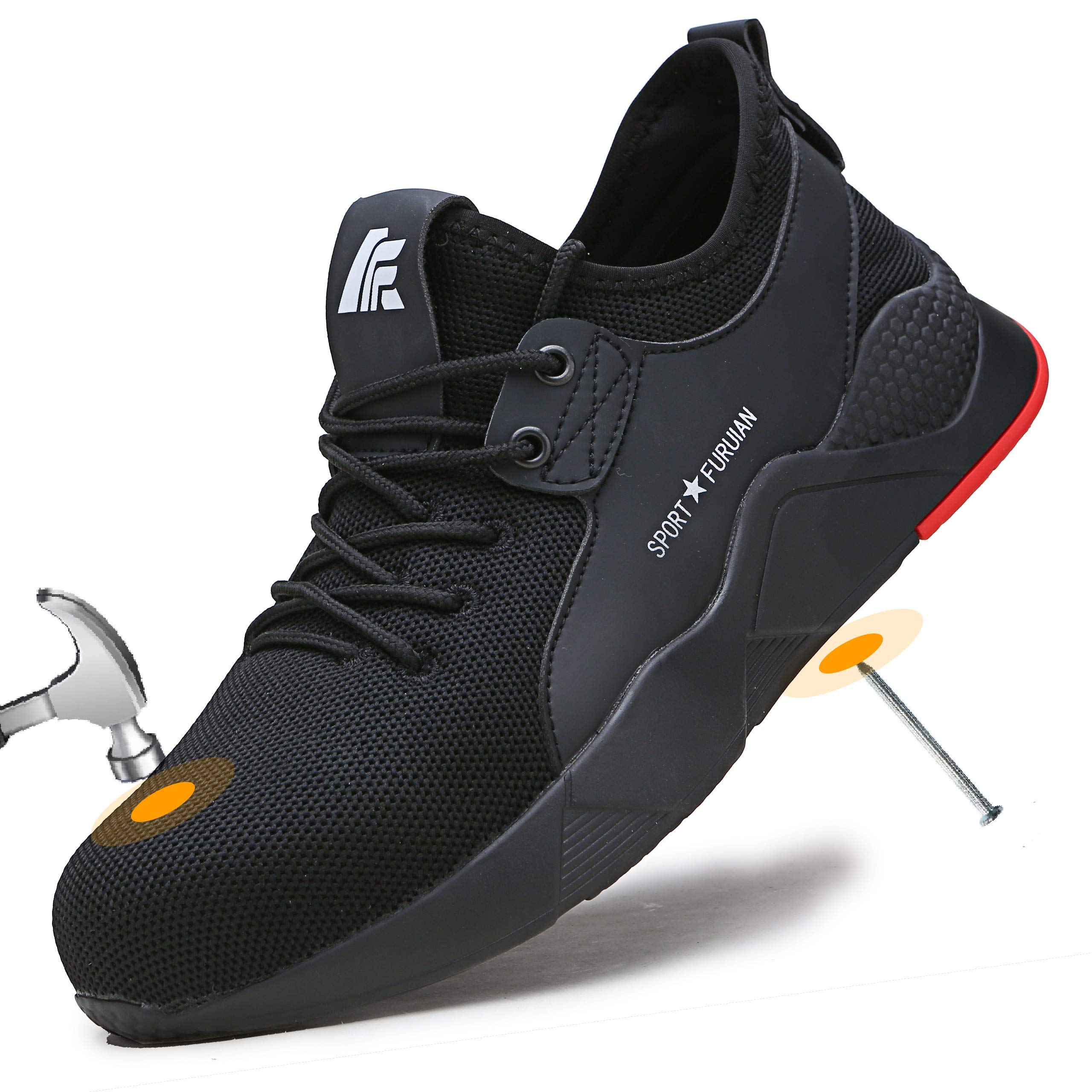 Men's Steel Toe Work Shoes - Comfortable Non-Slip Safety Sneakers for Warehouse, Construction & Industrial Use | Durable & Protective Footwear for Heavy Duty Jobs