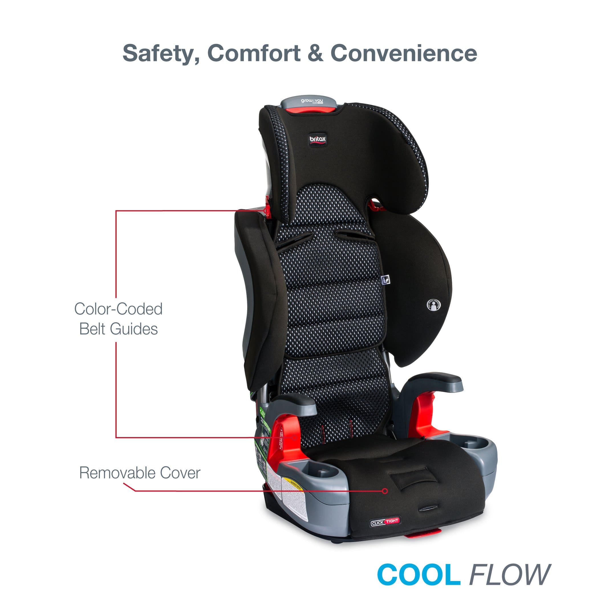 Britax Grow With You Clicktight Booster Car Seat - Safe & Adjustable for Kids 3-12 Years - Perfect for School, Travel & Family Road Trips