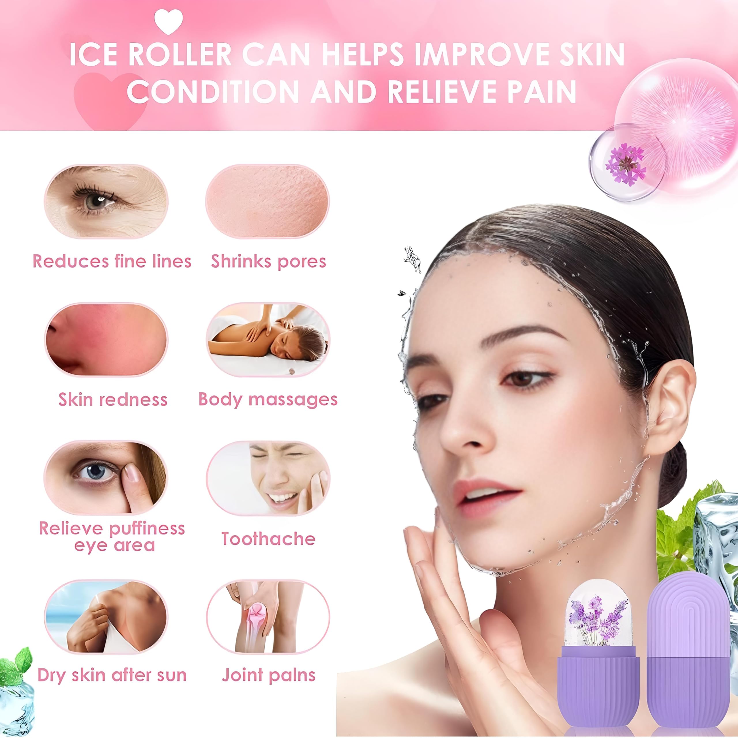 Ice Roller for Face Massage - Reusable & Unbreakable Face Ice Roller for Men & Women | Reduces Puffy Eyes & Promotes Glowing Skin | Perfect for Morning Routine, Post-Workout Recovery & Skincare Therapy (Pack of 1)