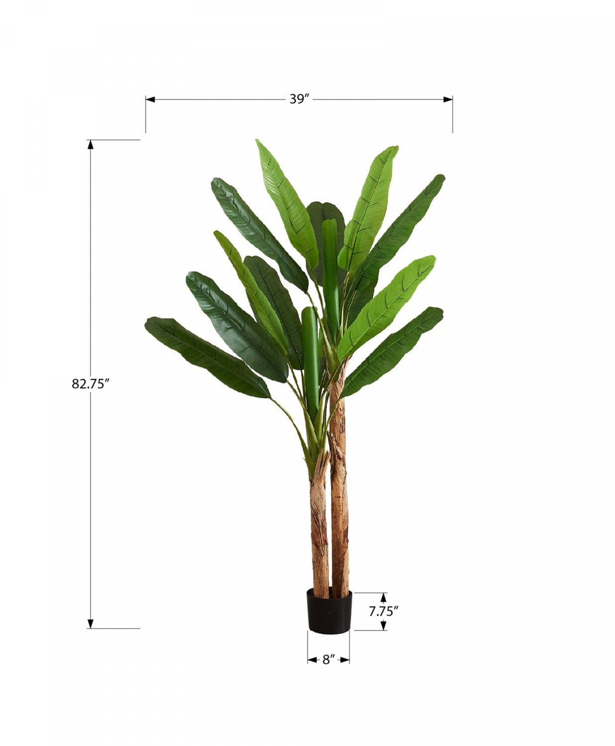 83 Inch Artificial Banana Tree with 8 Black Pots - Realistic Green Faux Plant for Home Decor, Office, Living Room, and Indoor Spaces