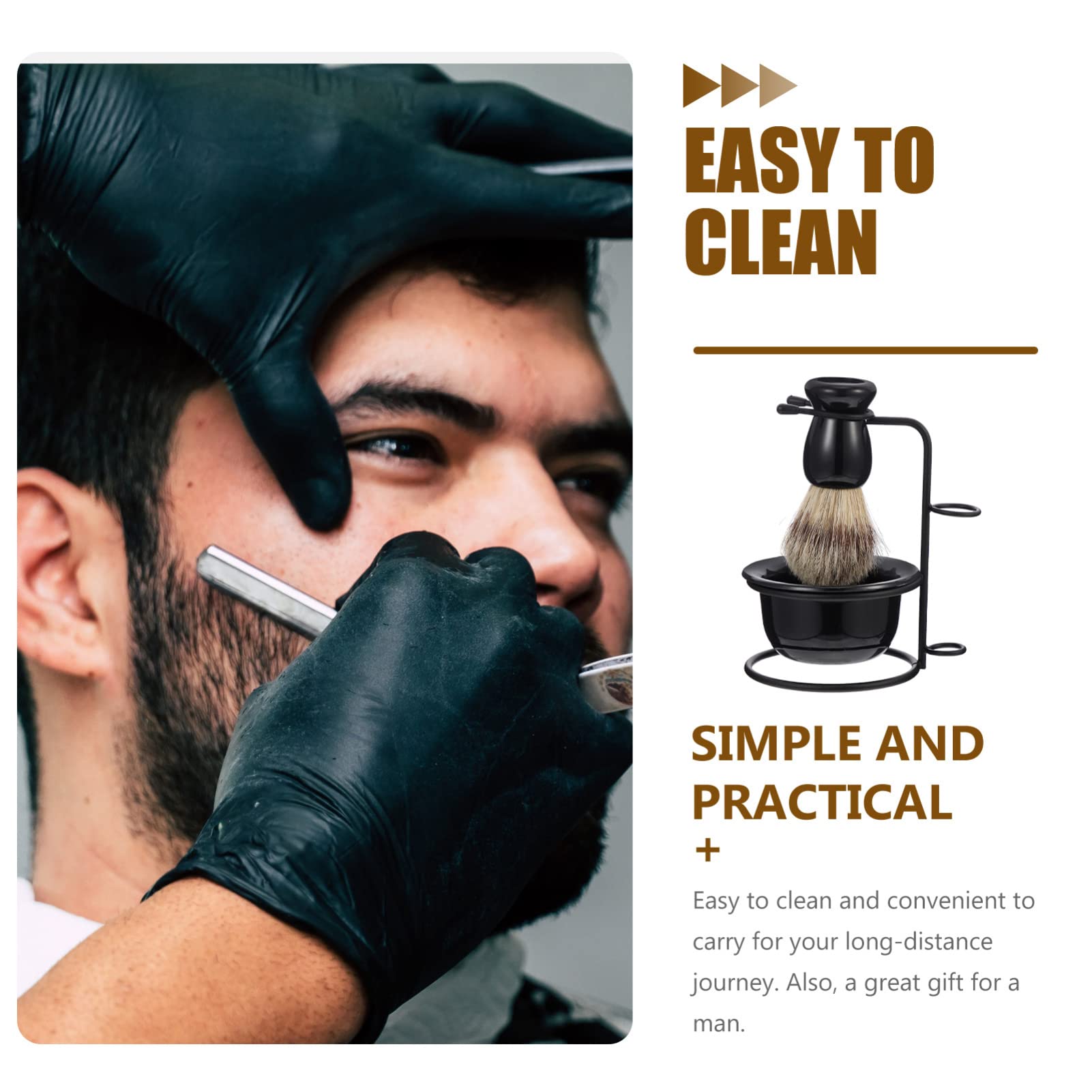 Premium Metal Shaving Brush Holder & Stand - Durable Beard Grooming Kit for Men with Convenient Shaving Mug & Mixing Bowl | Perfect for Home Barbershop, Travel & Gift for Men