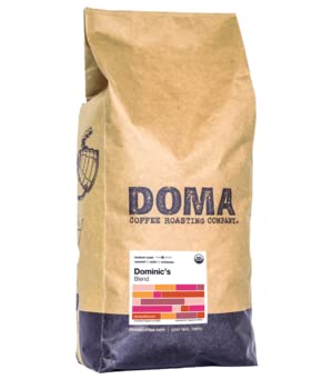 Organic Cold Brew Coffee Beans - Dominic's Medium Roast Whole Bean Coffee - 5lb Bag for Home Brewing, Office Use & Gifts | Doma Coffee Roasting Company