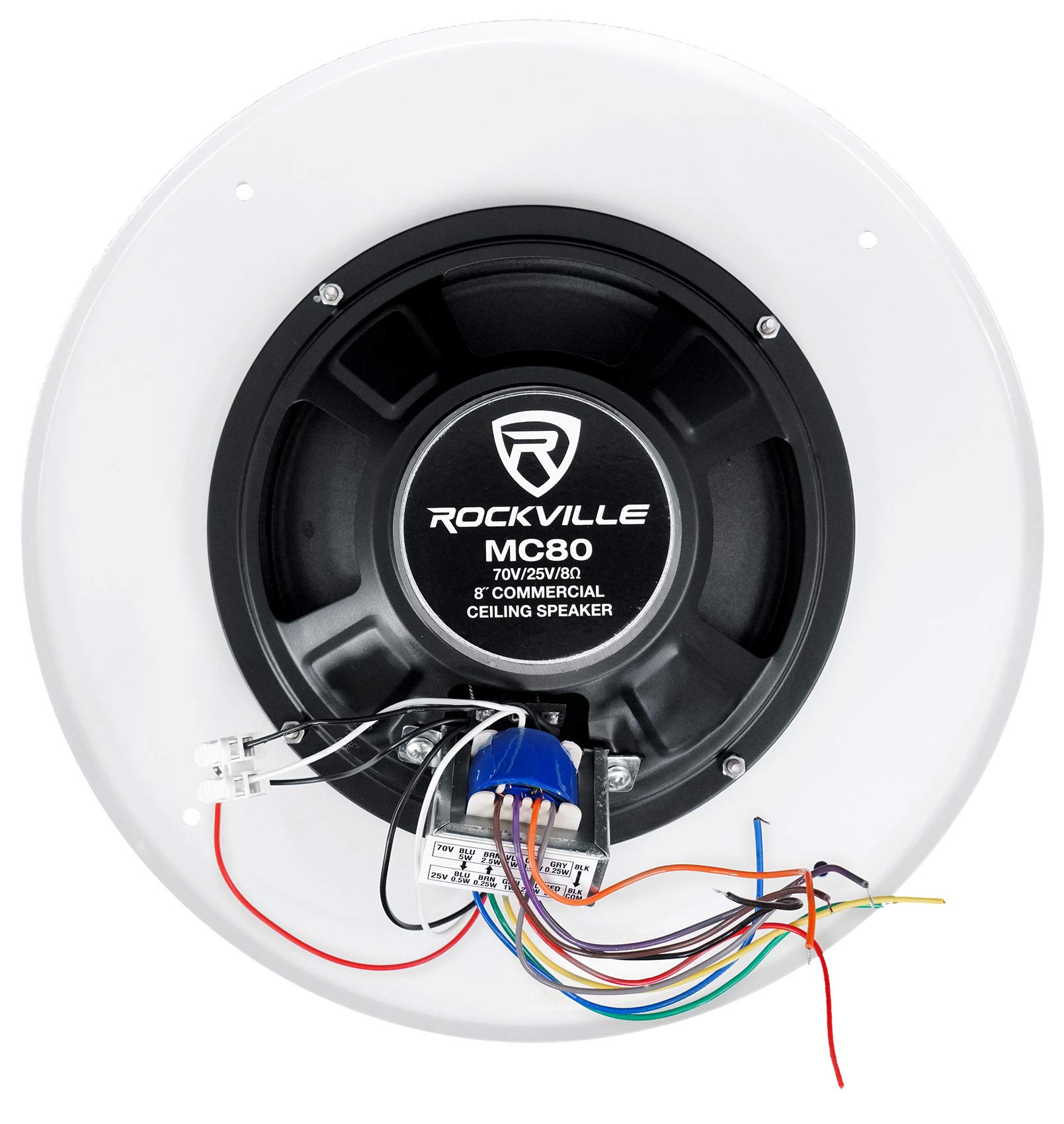 Rockville RCS80-1 60 Watt 70V Commercial Amplifier with Bluetooth & (8) MC80 8