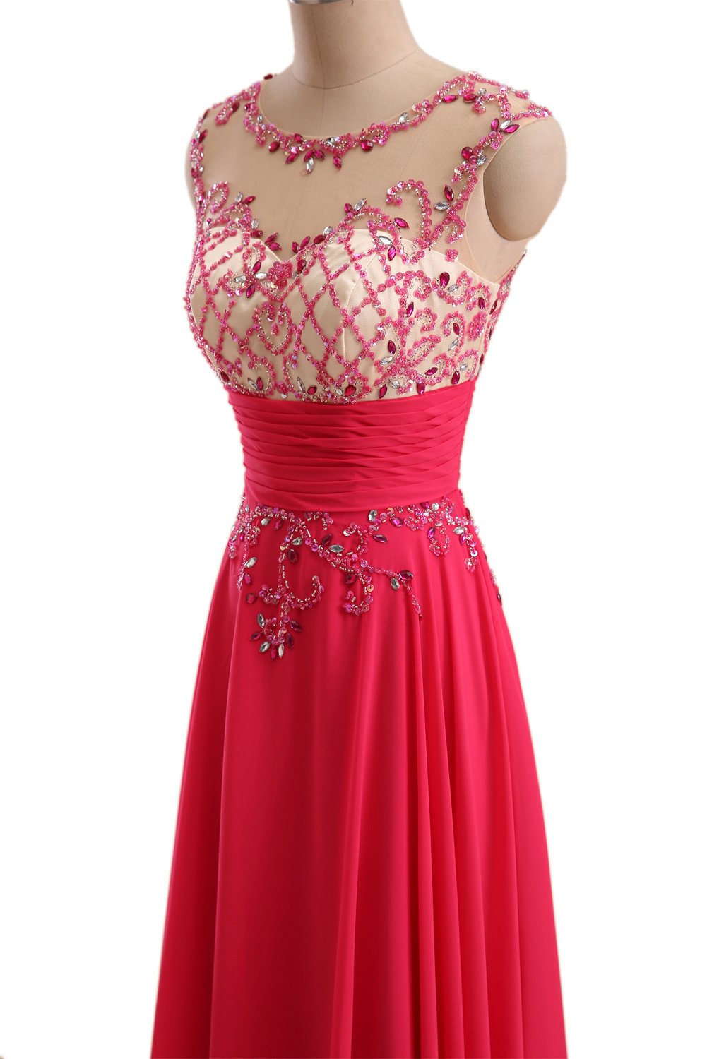 Elegant Sheer Neck Long Prom Dresses for Teen Girls - Perfect for High School Dances, Formal Parties & Special Occasions
