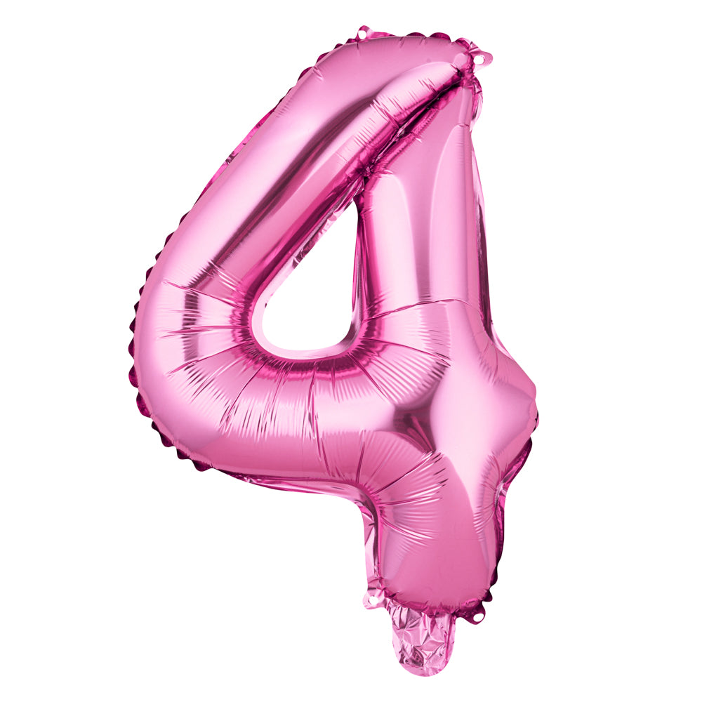 Balloonify Pink Mylar Number 4 Balloon - 16 Inch Large Foil Birthday Party Decoration - 1 Count Box - Perfect for Birthday Parties, Baby Showers & Anniversary Celebrations