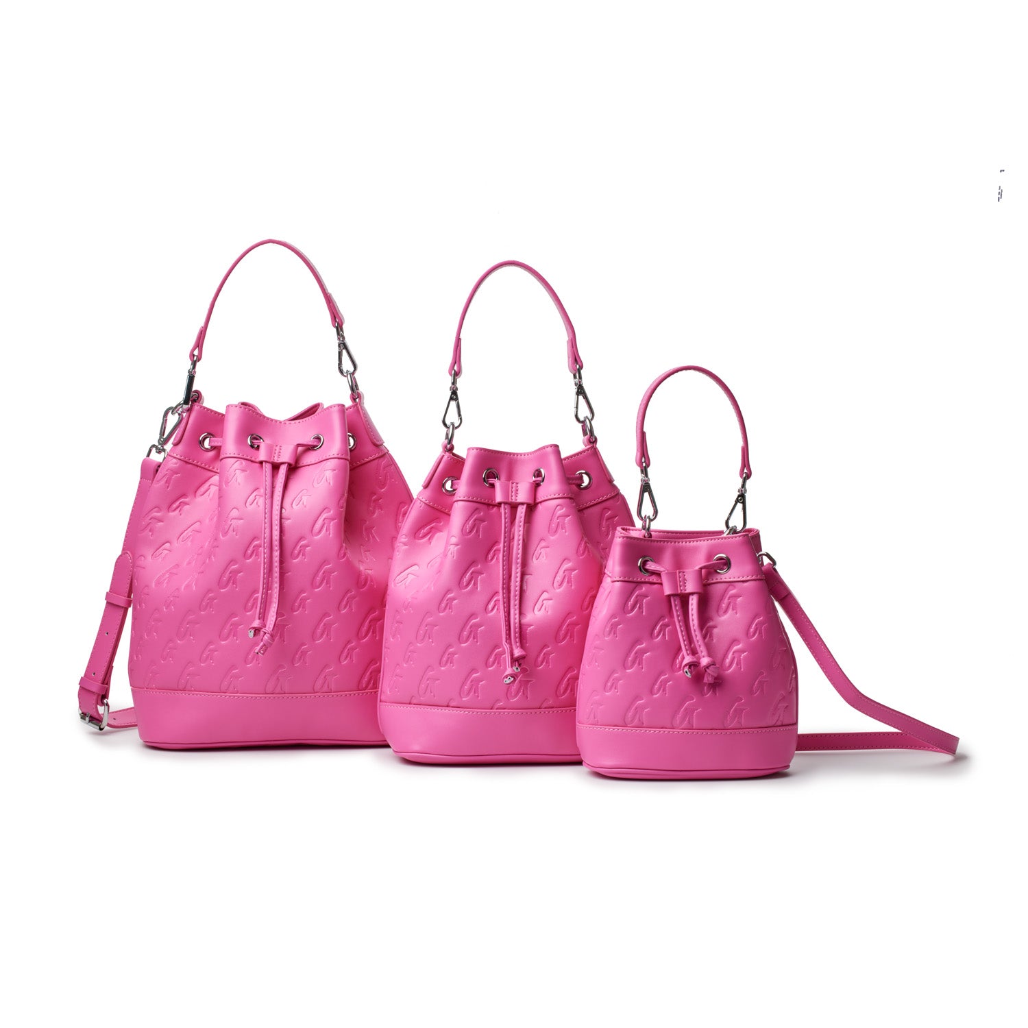 Large Monogram Bucket Bag in Hot Pink - Stylish & Spacious Women's Shoulder Bag for Work, Travel & Everyday Use