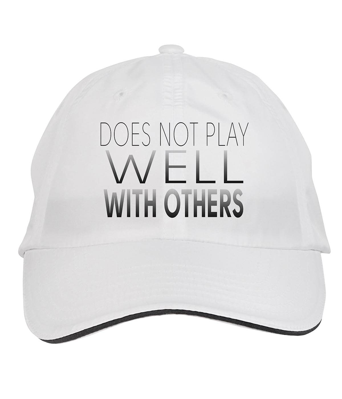 Makoroni - Does NOT Play Well with Others Adjustable Baseball Cap - Funny Sarcastic Hat for Men & Women - Perfect for Parties, Gifts & Everyday Wear (Desy24 White)