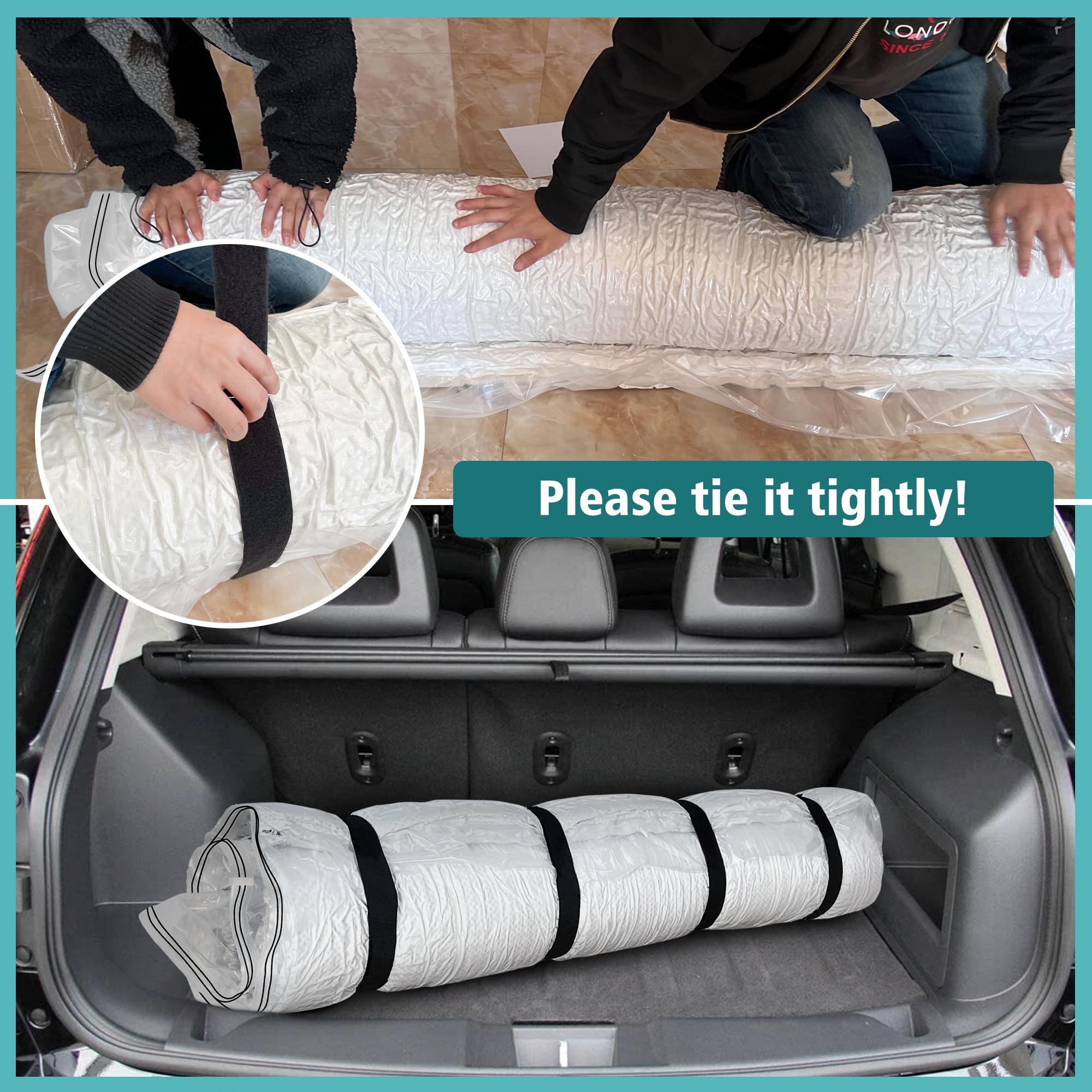 Queen/Full Mattress Vacuum Storage Bag for Moving & Travel - 14 Inch Thick Memory Foam & Latex Mattress Protector | Perfect for Home Storage, Dorm Moves & RV Camping