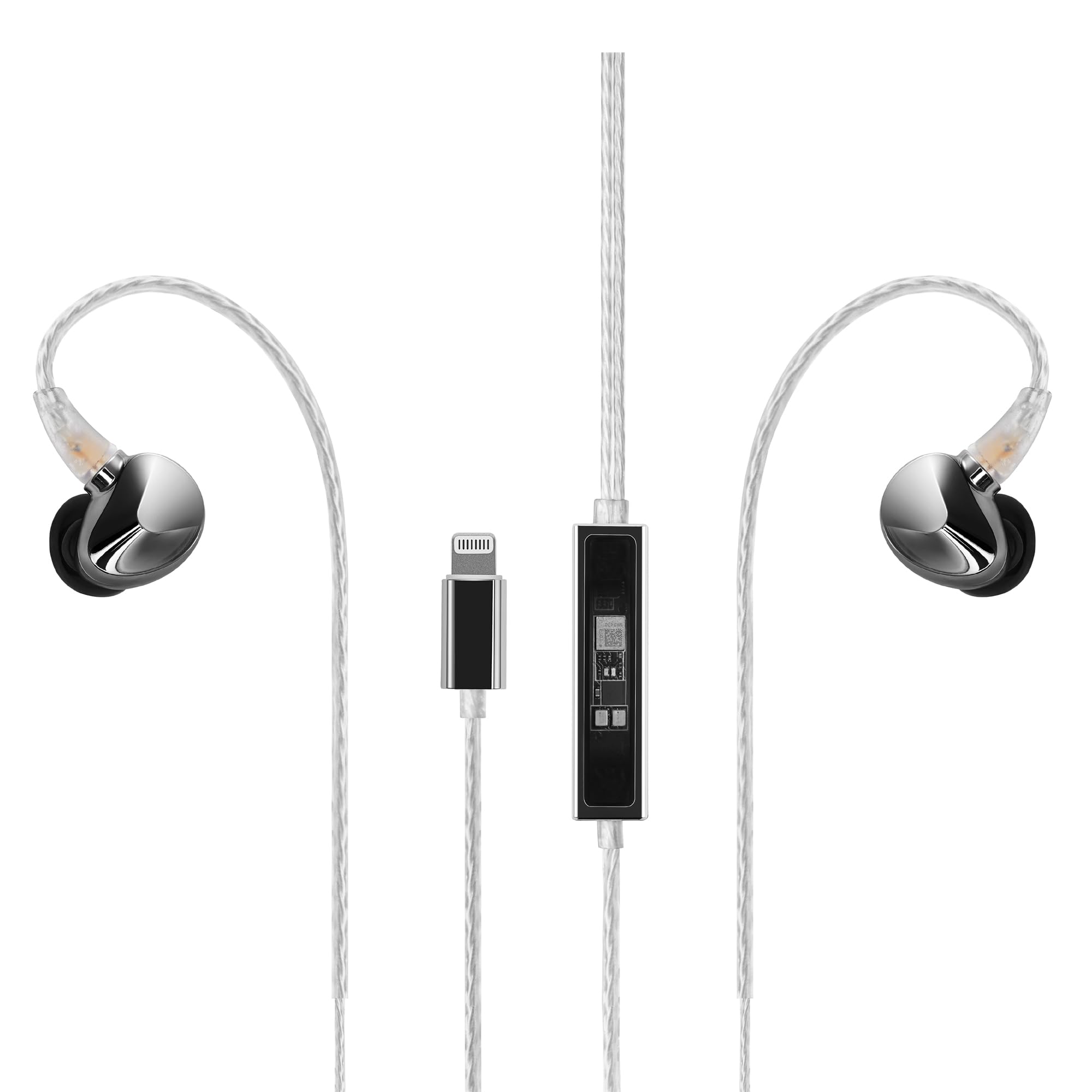 Questyle NHB12 HiFi In-Ear Earphones - Apple MFi Certified Lightning Connector, True Lossless 192kHz Hi-Res Audio, Built-in Amplifier for iPhone | Perfect for Music Lovers, Audiophiles & Commuting
