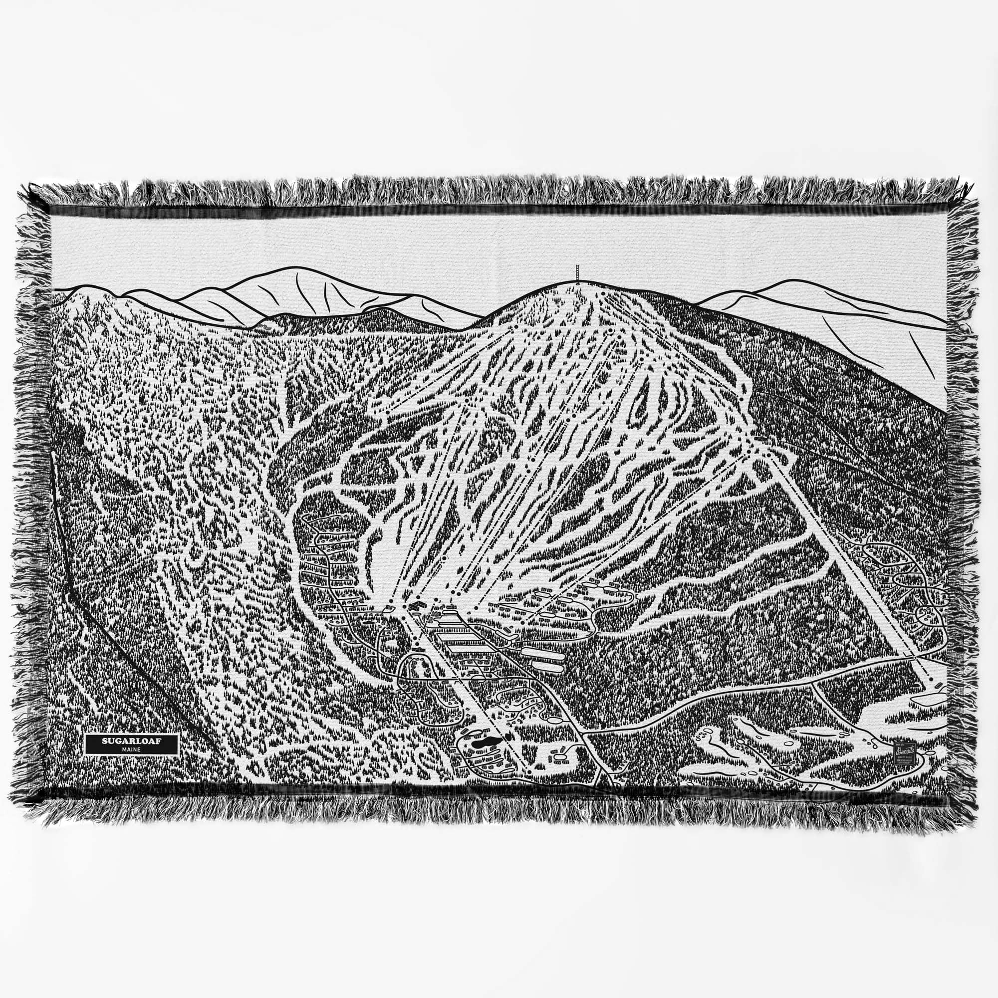 Sugarloaf Mountain Maine Ski Trail Map Fleece Blanket - Cozy Winter Throw for Ski Enthusiasts & Home Decor