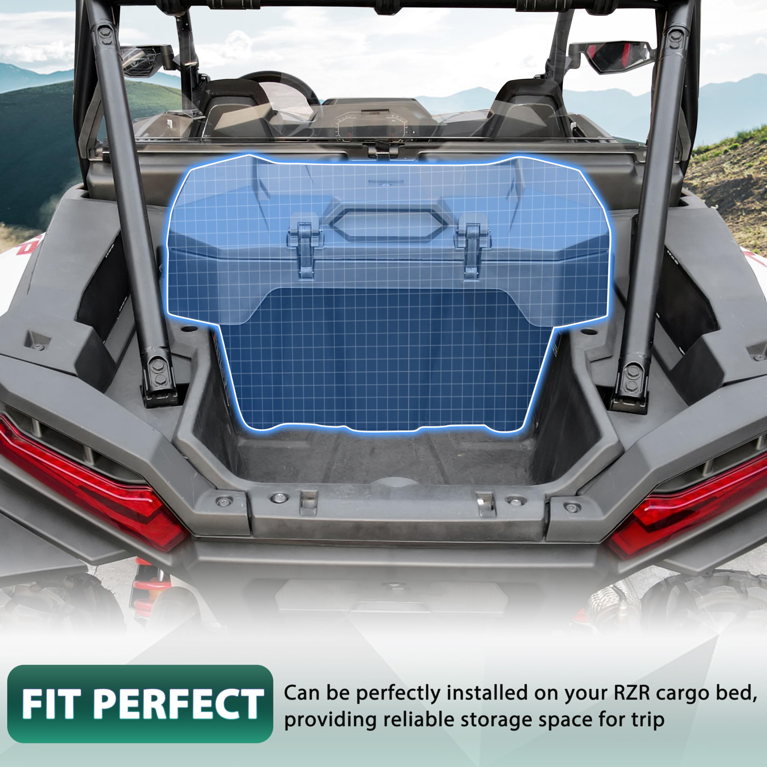 82QT Waterproof Cargo Box for Polaris RZR XP 1000 2024-2025 Models | Rear Bed Storage Bin for RZR XP 1000/XP 4 1000 Sport/Premium/Ultimate | Replacement Part #2889611 | Perfect for Off-Roading, Camping & Outdoor Adventures