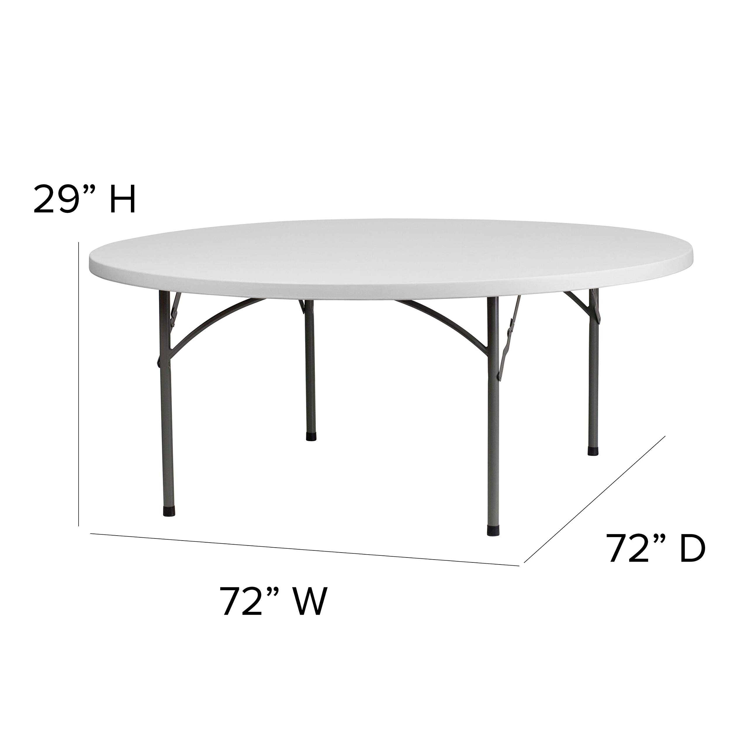 Flash Furniture Kathryn 6-Foot Round Plastic Folding Table - Portable Banquet Table for Indoor & Outdoor Events, Parties, Picnics & Camping - White