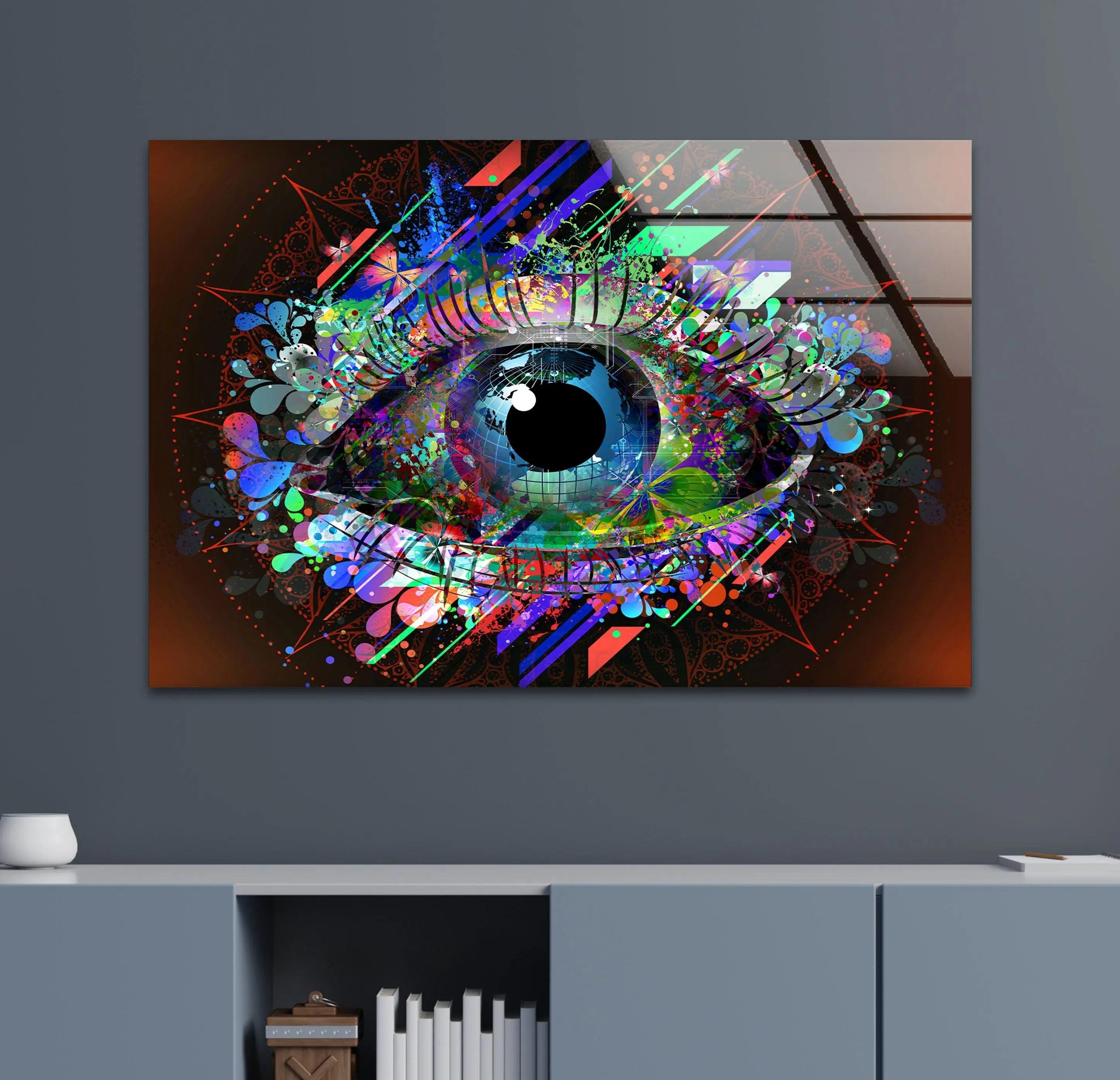 Vibrant Abstract Eye Glass Wall Art - Modern Canvas Painting for Living Room, Bedroom & Office Decor