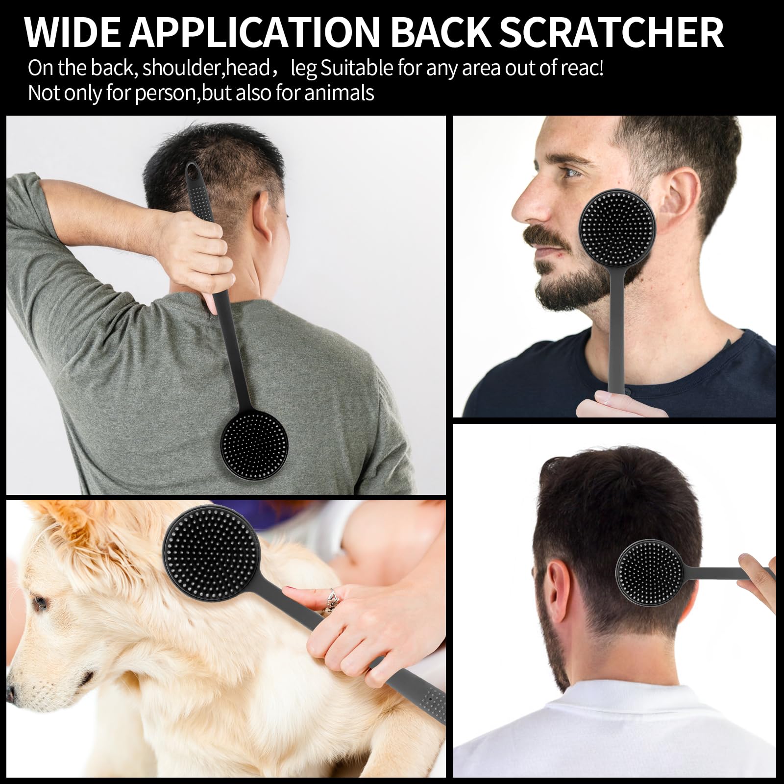 VWMYQ Back Scratcher - 2025 New Full Body Scratcher with Dual Scratch Surfaces, Back Massager & Scalp Massager & Exfoliator - Long Handle Backscratcher for Men & Women - Perfect for Home, Office, Travel and Gift Giving