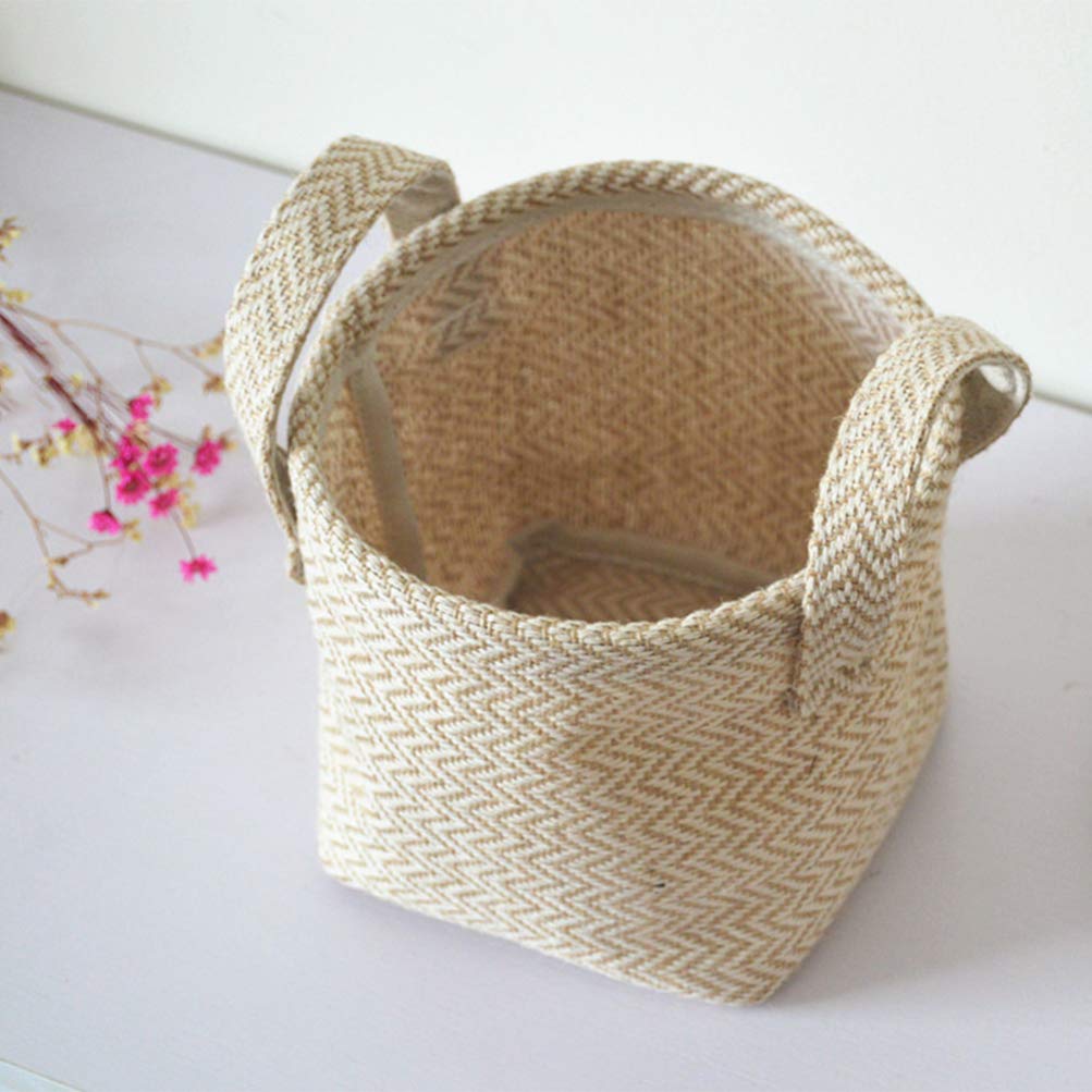 Stylish Hemoton Small Woven Cotton Basket - Decorative Closet Organizer, Nursery Storage Bin, Toy Basket & Desktop Organizer | Perfect for Home, Office & Kids Room Organization