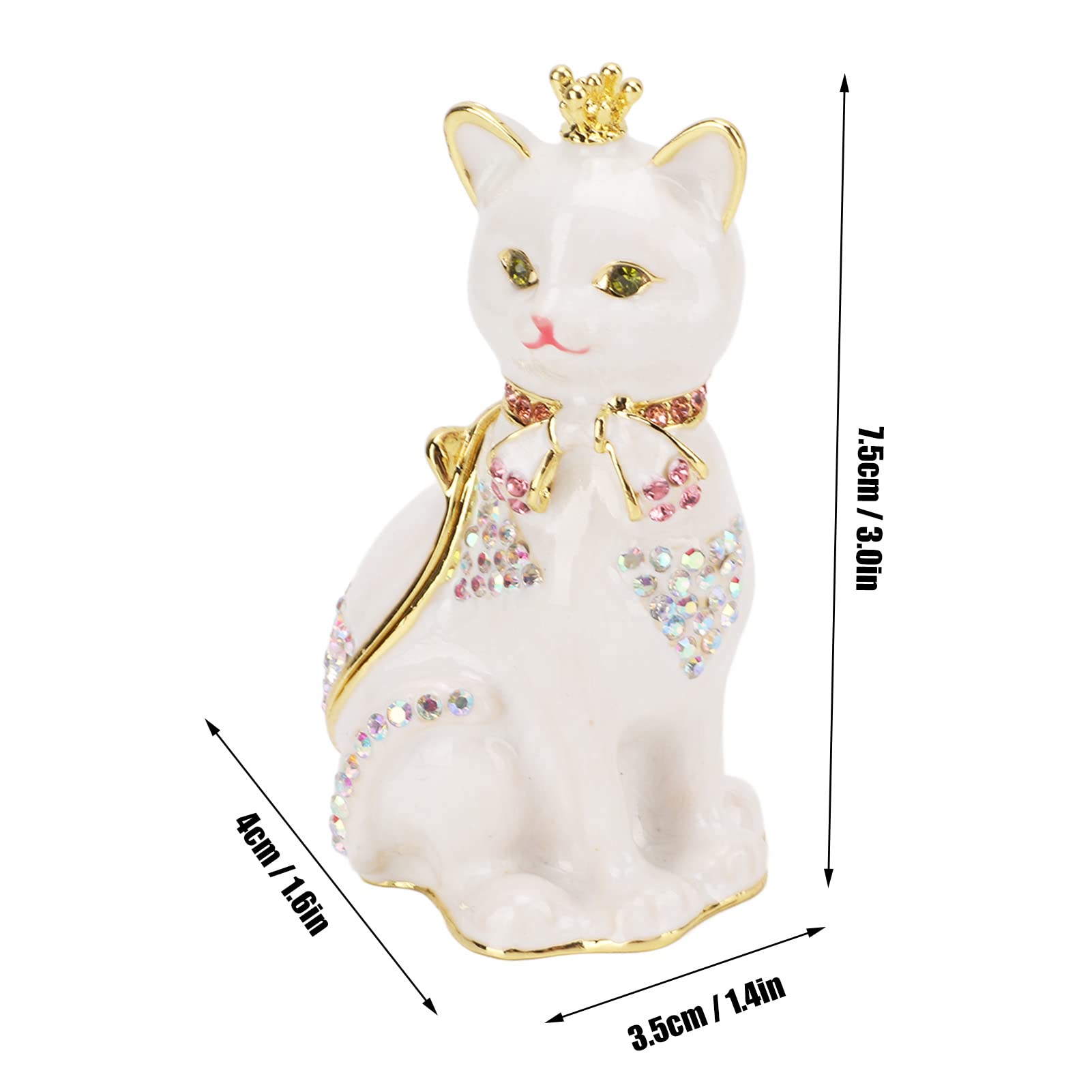 Sparkling Rhinestone Cat Jewelry Box with Hinged Lid - Handpainted Cat Decor Trinket Box for Rings, Earrings & Necklace Storage - Elegant Home Decor Organizer for Women & Girls (Perfect for Bedroom Vanity, Gift Giving & Jewelry Organization)