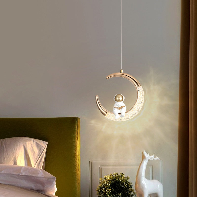 Kids Astronaut on Moon Night Light - LED Bedside Lamp for Children's Room Decor | Perfect for Bedtime Stories, Nursery Lighting & Space-Themed Bedrooms