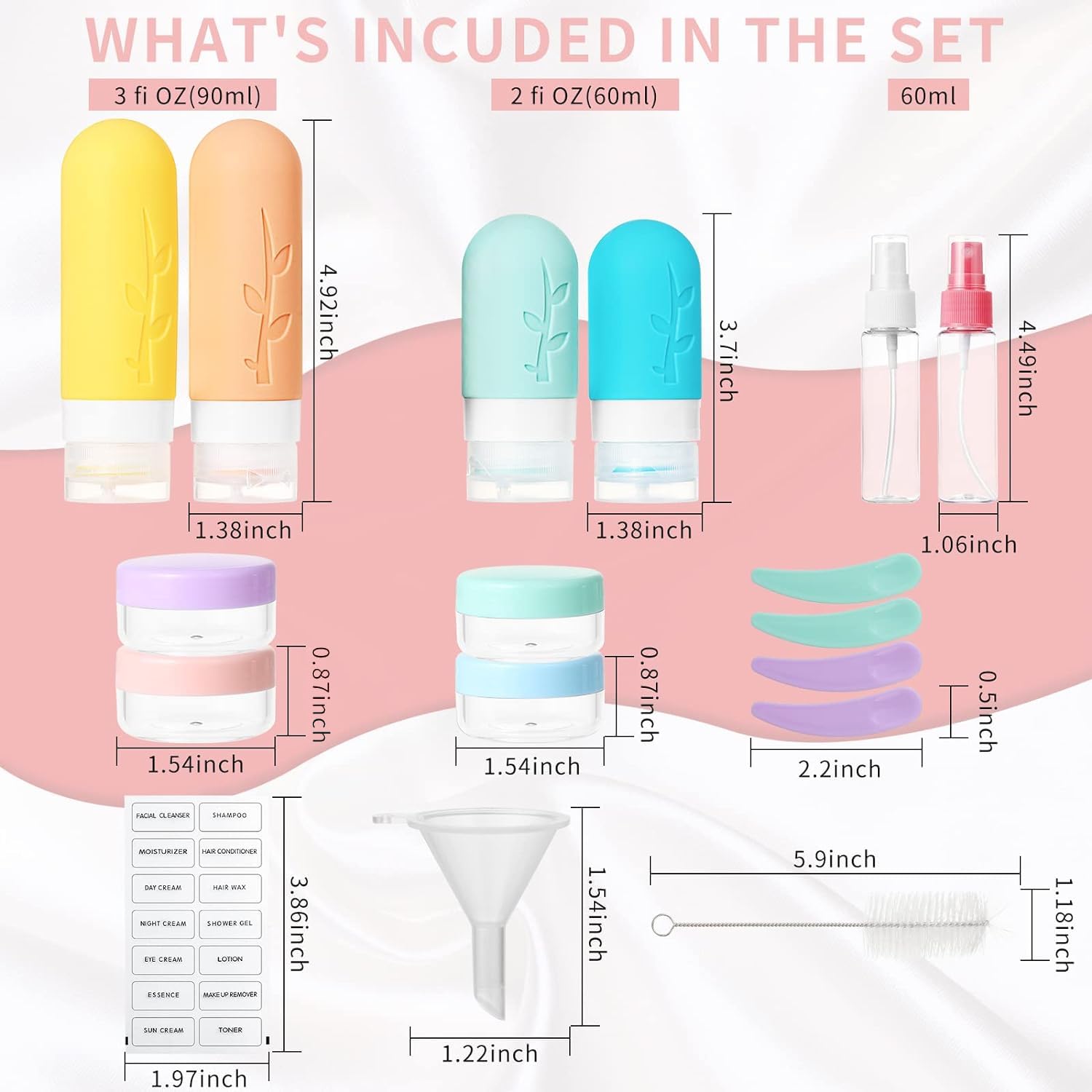 18-Pack TSA Approved Silicone Travel Bottles for Toiletries - Leak Proof Refillable Containers for Shampoo, Conditioner & Liquids | Perfect Travel Essentials for Vacation, Gym & Airplane Carry-Ons
