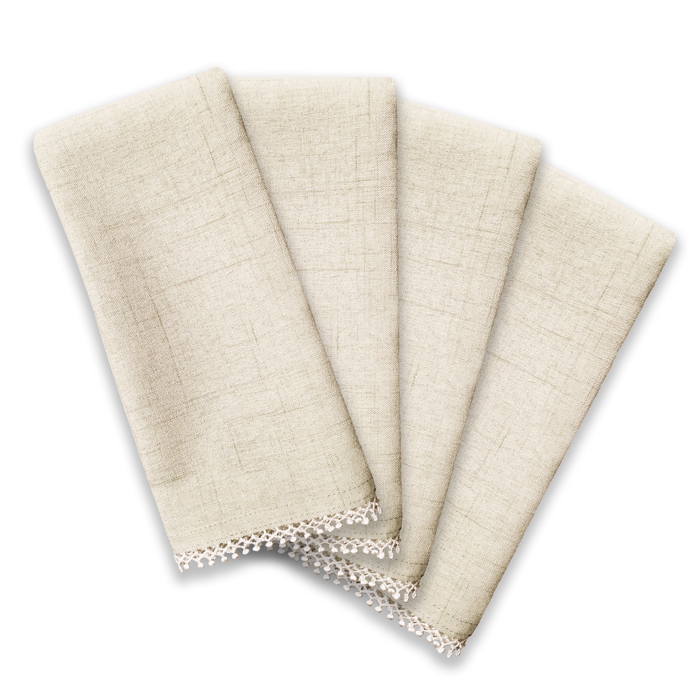 French Perle Natural 19x19 Inch Linen Napkins - Set of 4 Premium Dinner Napkins for Elegant Dining & Special Occasions