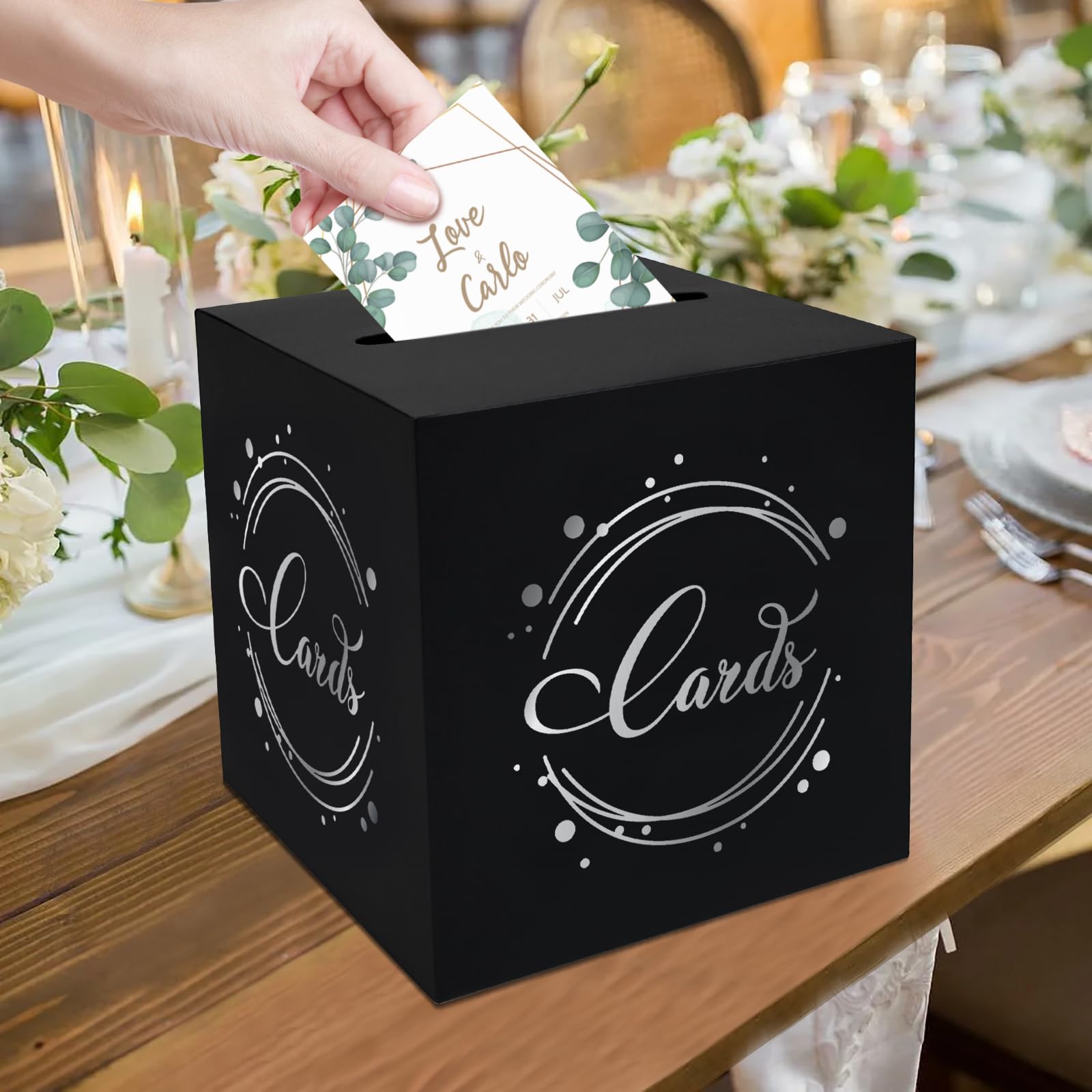 1 Pack Black & Silver Foil Gift Card Box (8.7