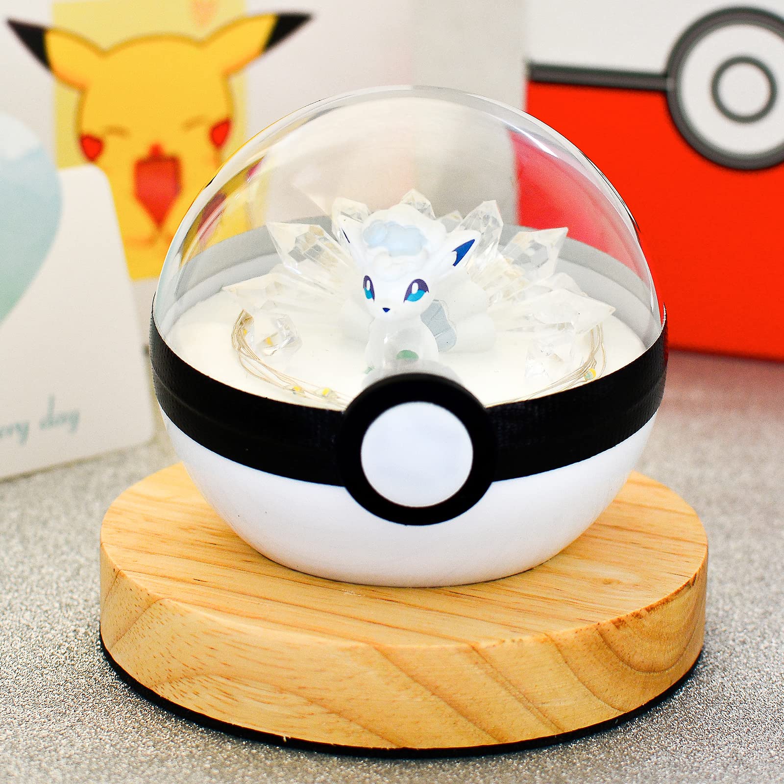 Pokeball Terrarium LED Night Light - Cool Bedroom Lights for Kids & Adults, Unique Christmas & Birthday Gift for Boys, Girls, Women - Perfect for Nursery, Gaming Room & Home Decor