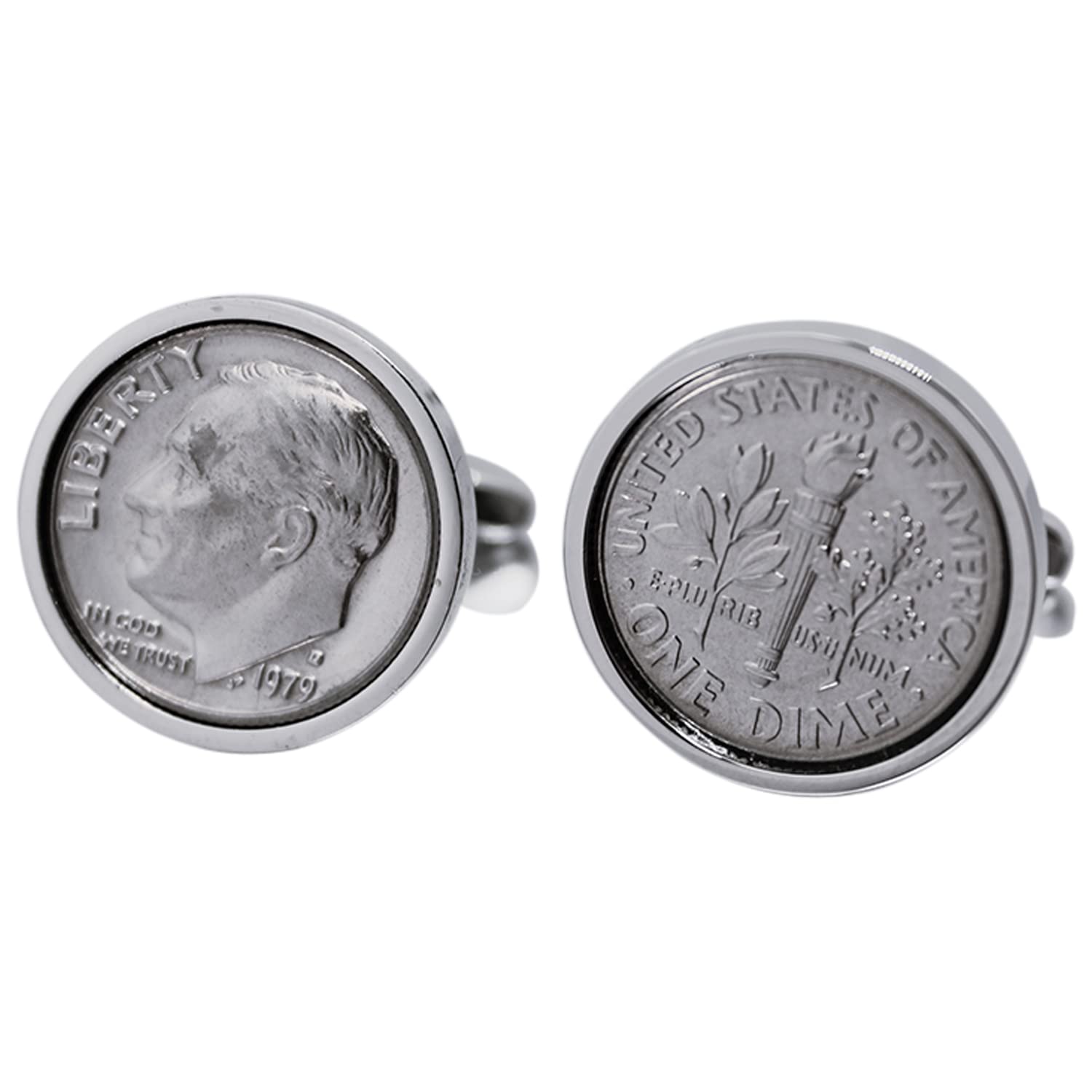1979 Genuine Coin Cufflinks - Rhodium Plated Birthday Gift for Men - Perfect for Weddings, Anniversaries & Formal Events