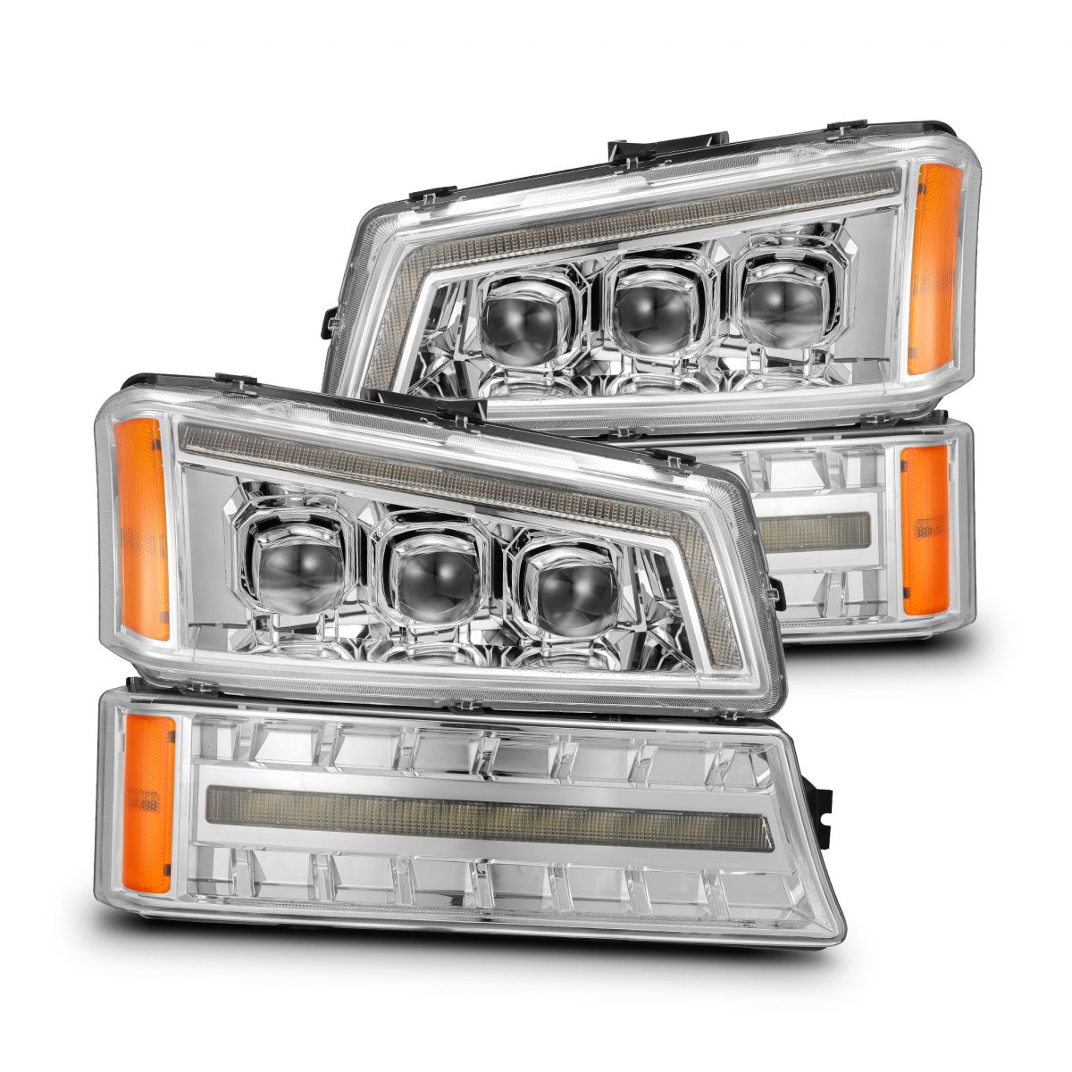 03-06 Chevrolet Silverado & 02-06 Avalanche (No Body Cladding) NOVA Series LED Projector Headlights - Chrome Housing - Bright White Light for Night Driving & Off-Road Use