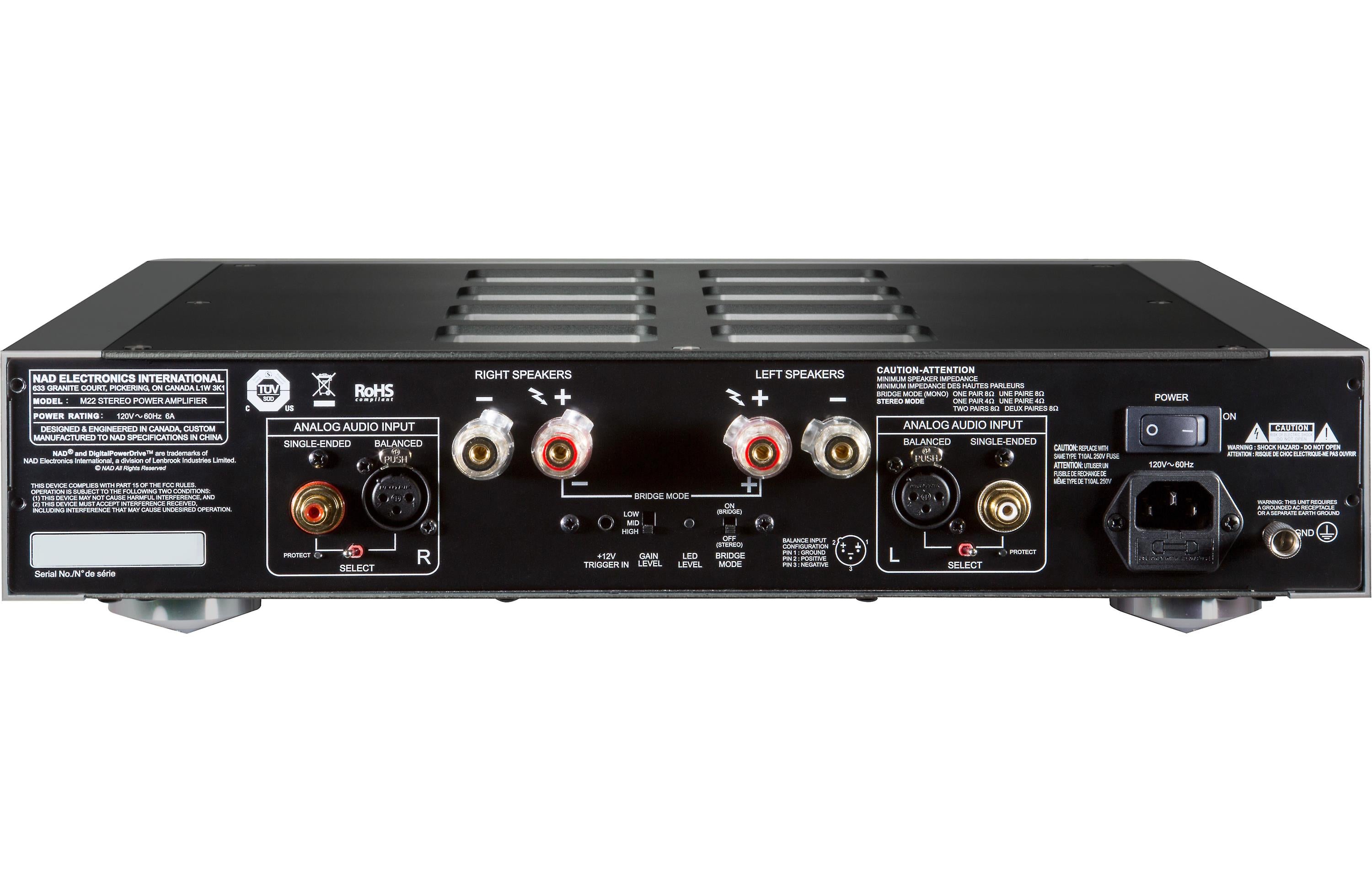 NAD M22 V2 Stereo Power Amplifier - High Performance 2-Channel Audio Amplifier for Home Theater & Music Listening