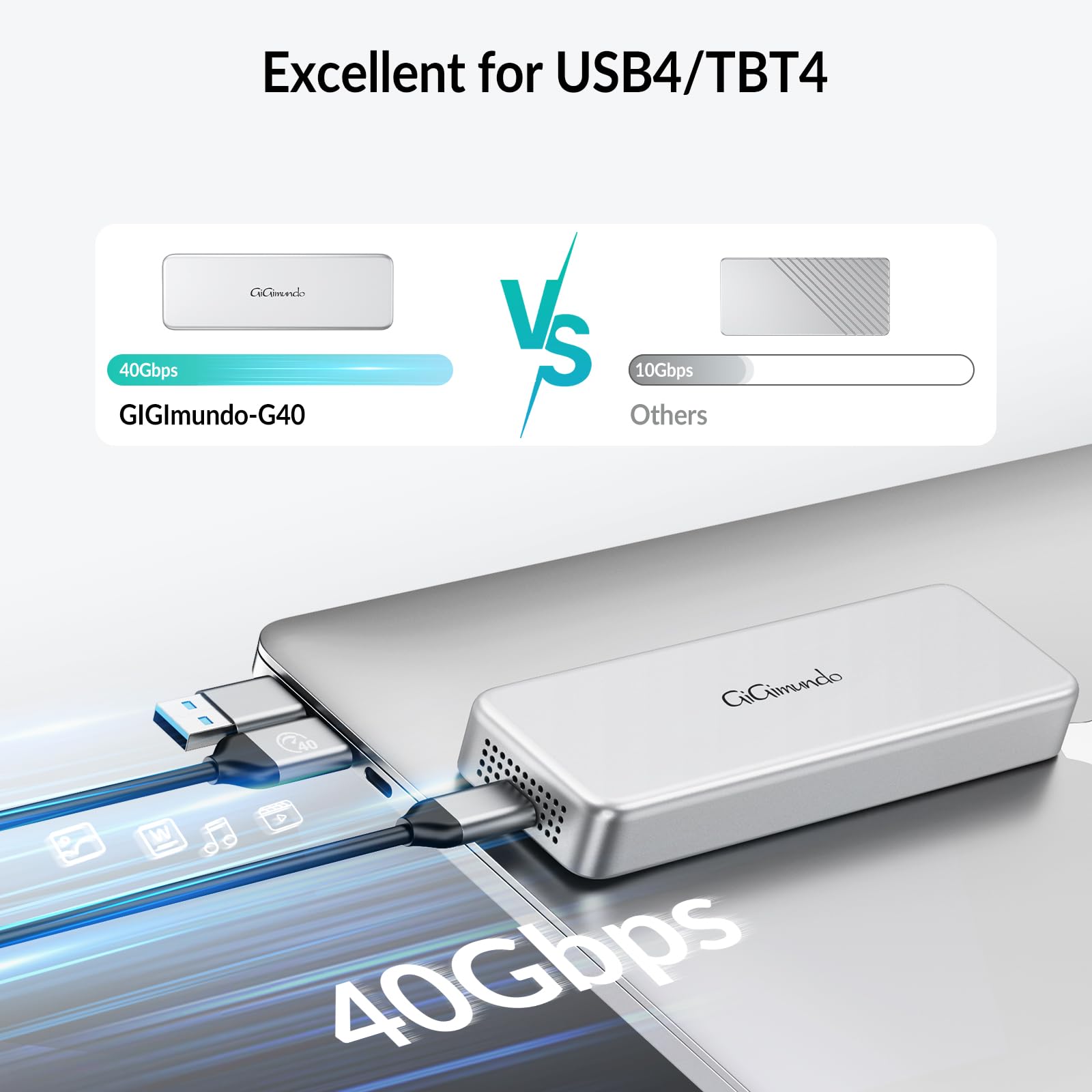 **G40 USB4 40Gbps Portable SSD 512GB - High-Speed External SSD with CNC Aluminum Body & Active Cooling Fan | Ultra-Fast 3200MB/s Transfer for Content Creators, Photographers & Gamers | Perfect for 4K Video Editing, Gaming & Large File Storage**