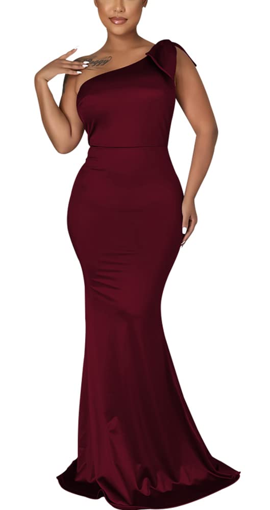JTNFairy Women's Sexy Ruffle Sleeveless One Shoulder Bodycon Dress - Elegant Pencil Fit for Curvy Women | Perfect for Cocktail Parties, Evening Events & Formal Occasions