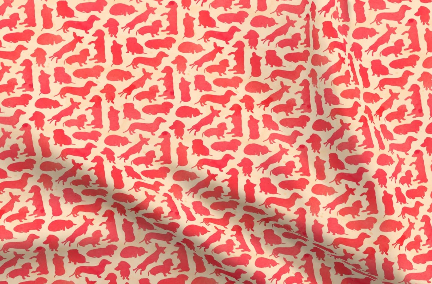 Dachshund Party Red Watercolor Wiener Dogs Puppies Printed Minky Fabric Fat Quarter - Soft Plush for Sewing Baby Blankets, Quilt Backing & DIY Pet Projects - Perfect for Nursery Decor, Gift Making & Crafting