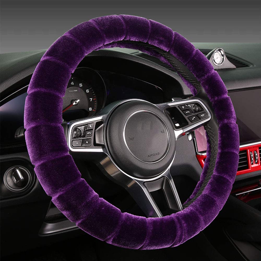 **Zhangtao Fluffy Steering Wheel Cover - Universal 15 Inch (38cm) Soft Plush Winter Warmth Anti-Skid Protector for Men & Women - Perfect for Cold Weather Commuting & Road Trips**