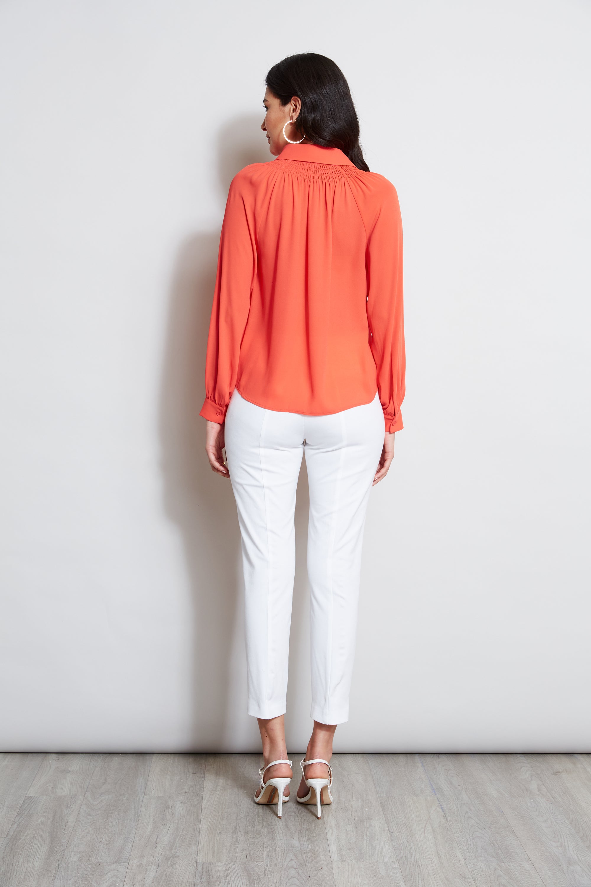 Tahari Women's Long Sleeve Smocked Button Down Shirt - Elegant Blouse for Work, Office & Casual Wear | Perfect for Business Attire, Date Night & Everyday Outfits