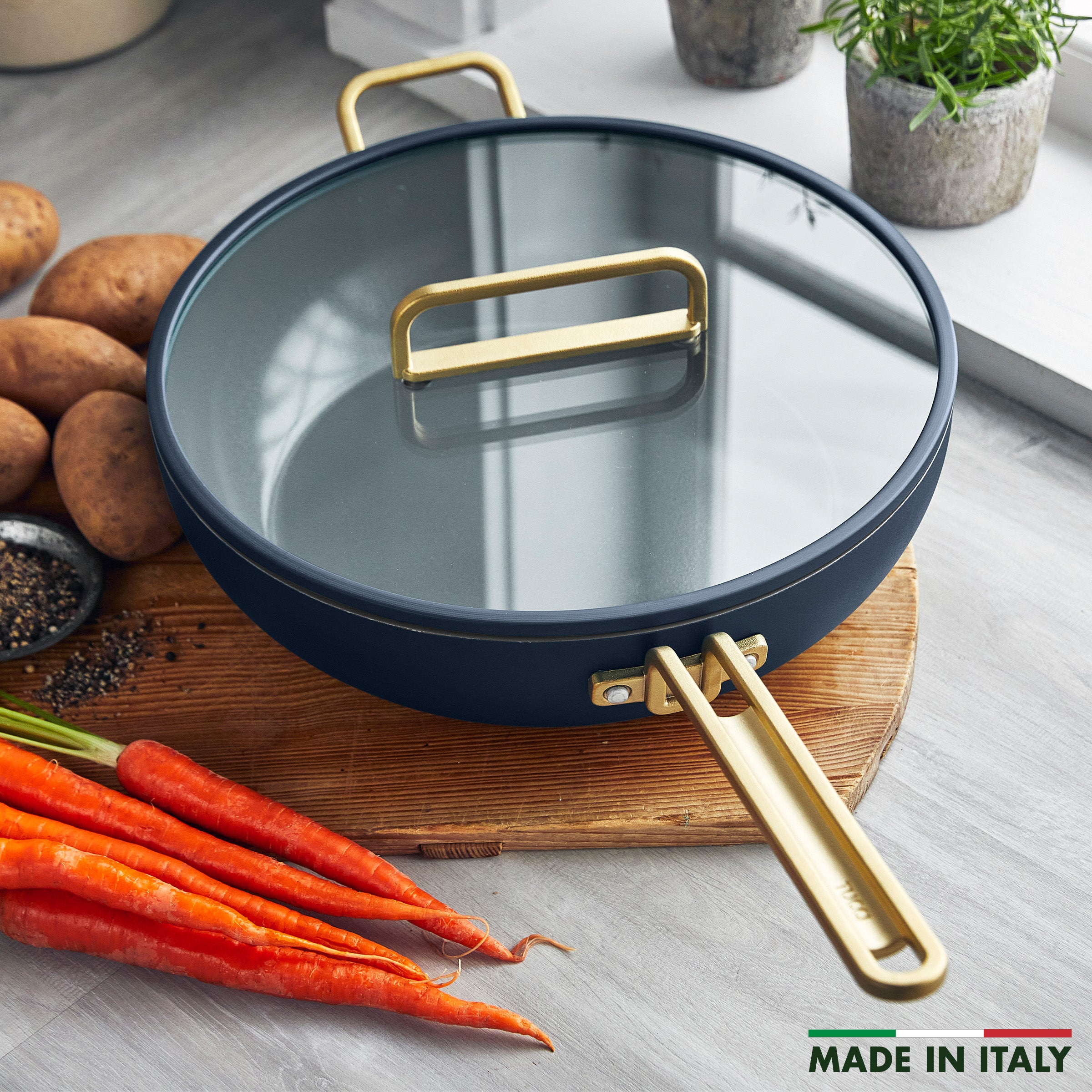 Stanley Tucci™ Ceramic Nonstick 6.5 Quart Essential Stanley Pan - Marino Blue | Durable Cookware for Frying, Sautéing & Baking | Perfect for Home Kitchen & Professional Chefs