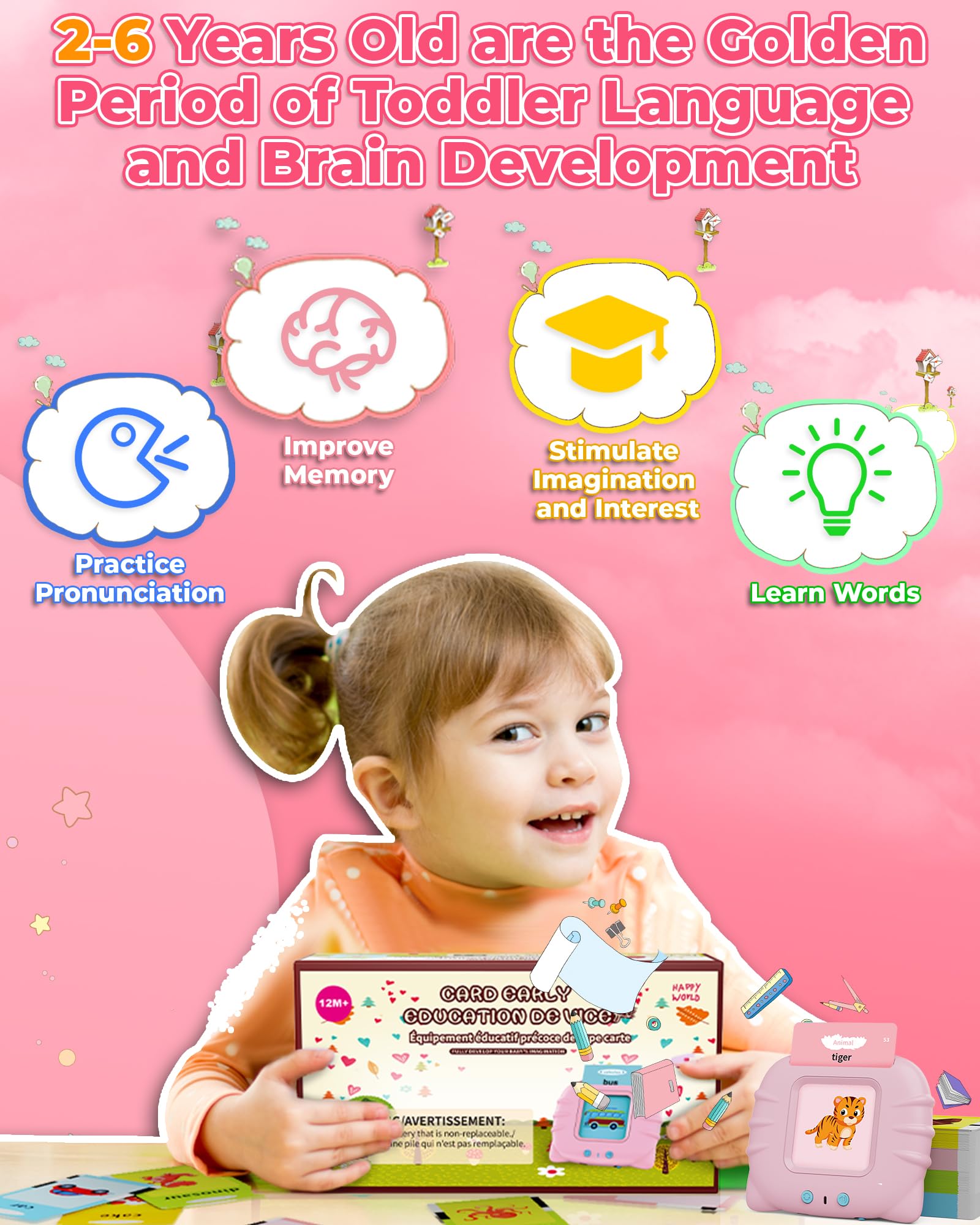 KOKODI Talking Flash Cards for Toddlers 2-5 Years - 224 Sight Words Speech Therapy Toys, Alphabet Learning Educational Toys for Boys & Girls - Perfect for Christmas, Birthday Gifts & Early Childhood Development at Home or Classroom
