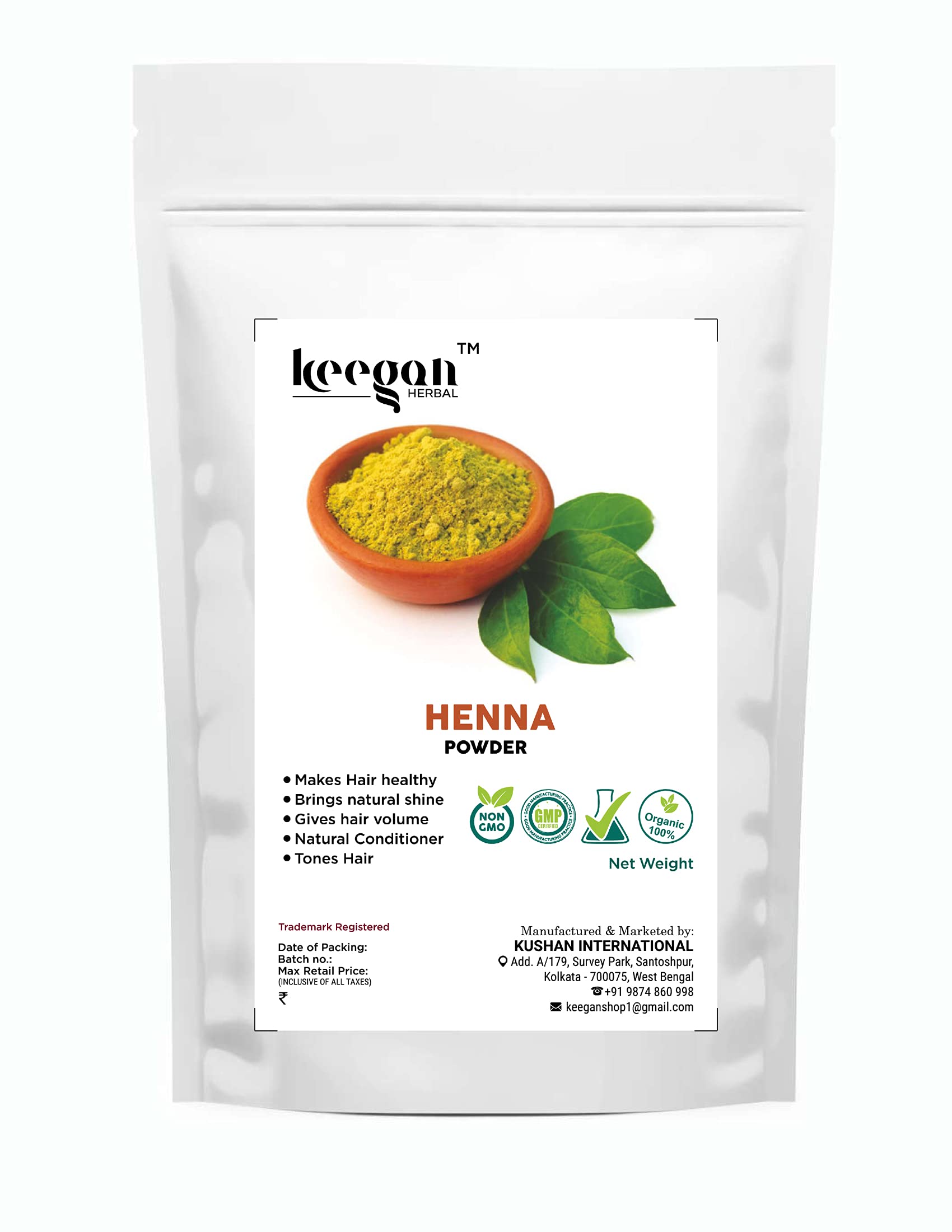 Keegan Herbal Natural & Pure HENNA Powder for Hair Color & Hair Care - 400g (14oz) Pouch | Chemical-Free, Vegan Hair Dye | Perfect for Natural Hair Coloring, Conditioning & Gray Coverage at Home