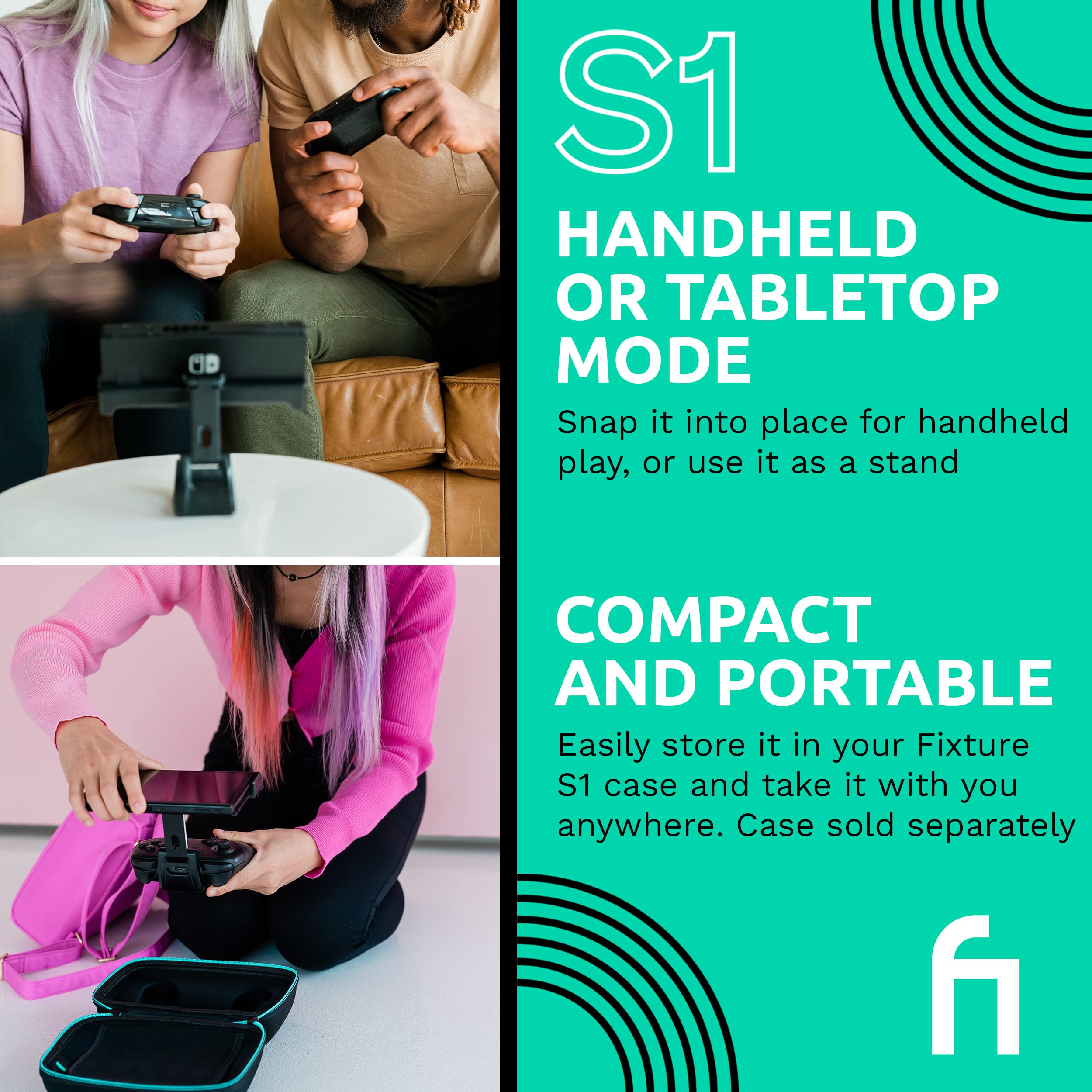 Fixture S1 Adjustable Gaming Console Mount - Compatible with Nintendo Switch & Pro Controller, Monitor & Controller Holder Stand Clip (Gray) - Perfect for Gaming Setups, Travel & Space-Saving Storage