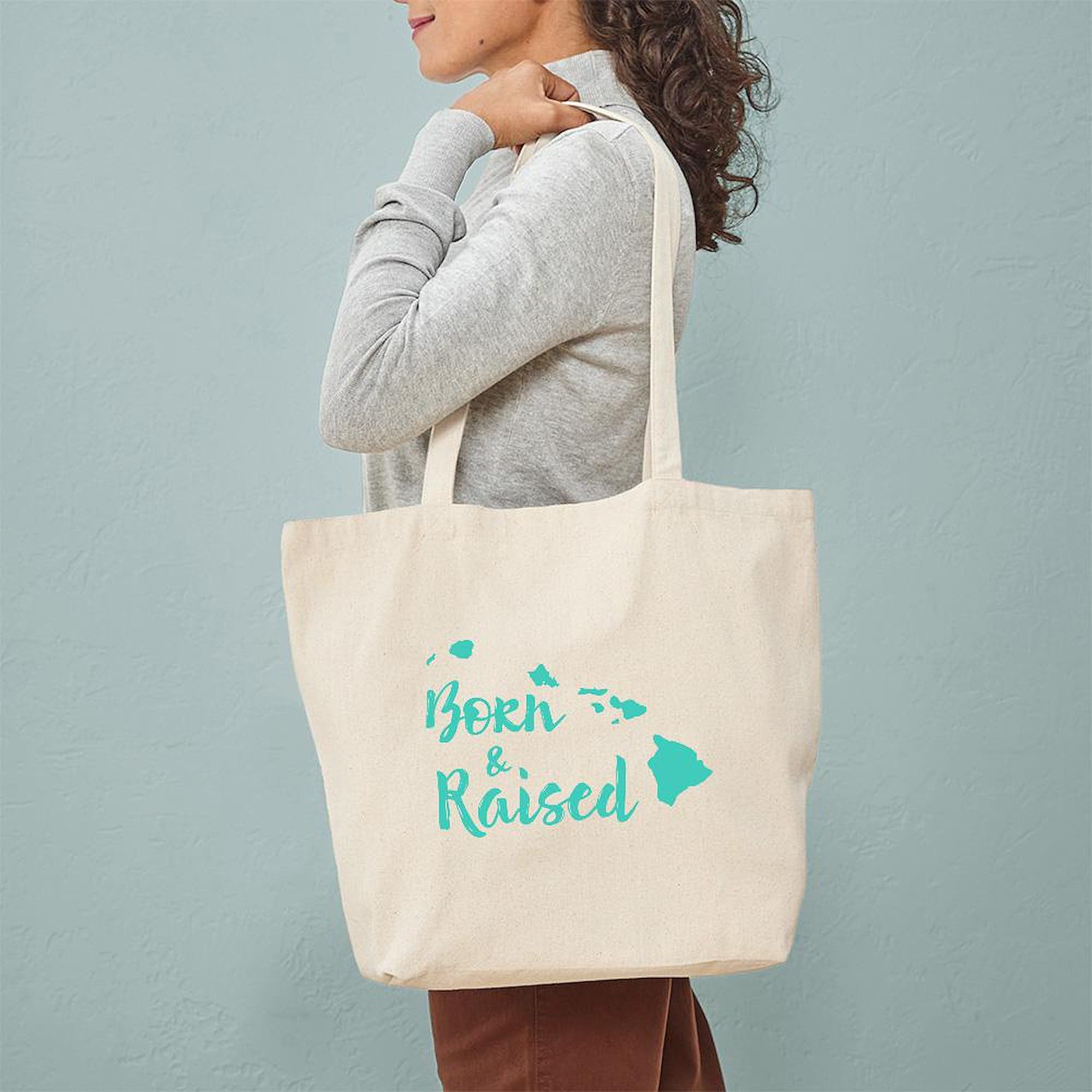 Hawaii Born & Raised Tote Bag - Natural Canvas Reusable Shopping Bag for Beach, Grocery & Travel | Eco-Friendly & Durable
