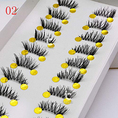 ICYCHEER 10 Pairs Natural Black False Eyelashes - Half Corner Fake Lashes for Eye Makeup, Beauty Tools (Style 02) | Perfect for Daily Wear, Parties & Special Occasions