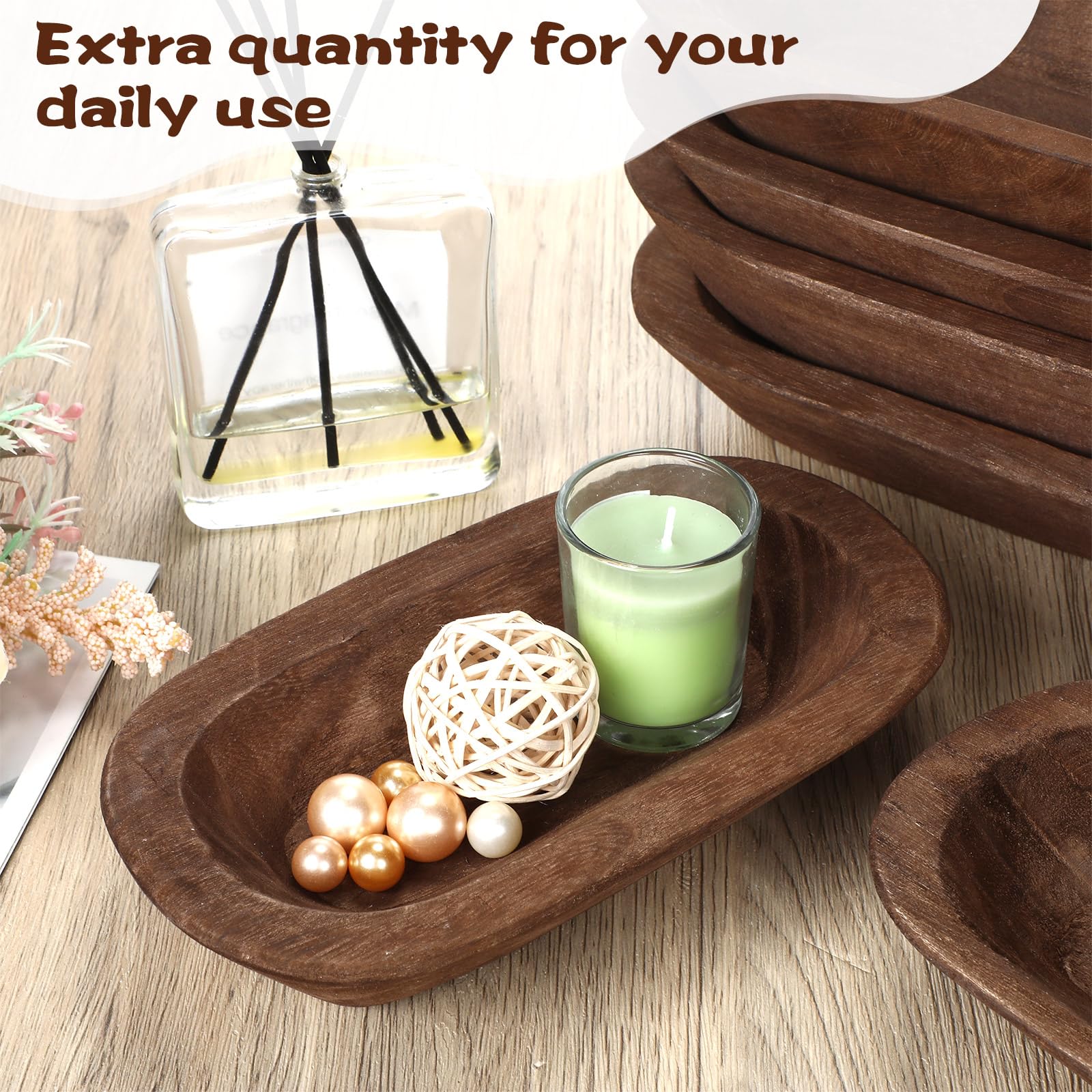 10 Pack Rustic Wooden Dough Bowls - 8.5 Inch Brown Farmhouse Style Serving Bowls for Wedding Decor, DIY Candle Making, Fruit Display & Home Crafts - Perfect for Rustic Weddings, Farmhouse Kitchen Decor and Holiday Tablescapes