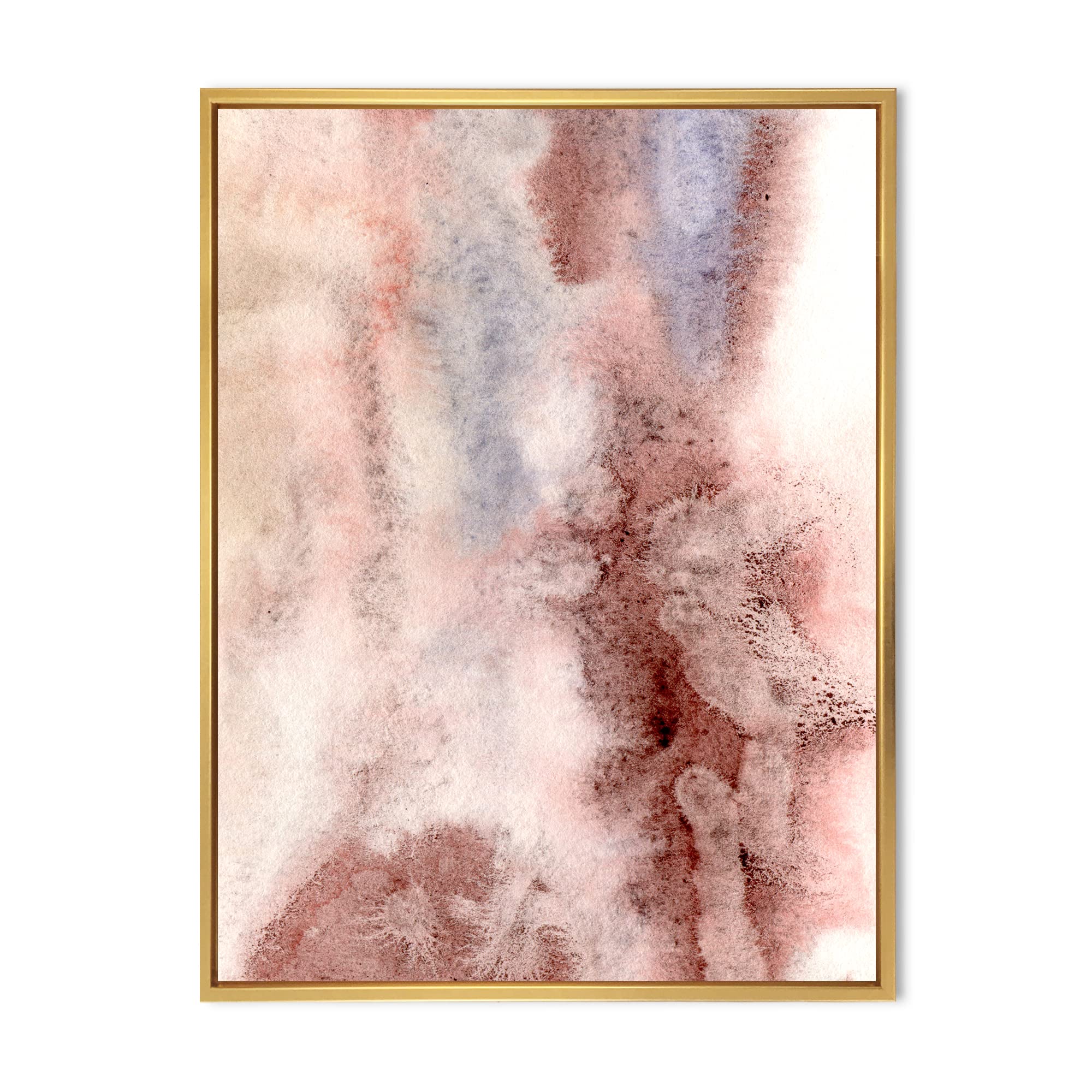 DesignQ Pastel Abstract Canvas Wall Art - Blue Pink & Dark Red Spots Modern Framed Print - Perfect for Living Room, Bedroom & Office Decor