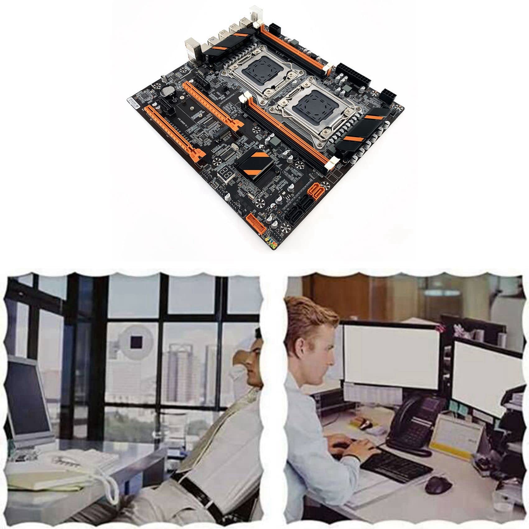 DEARBORN X79 Dual CPU Motherboard with SATA Cable, Switch Cable, Baffle, Thermal Grease & Thermal Pad - High Performance Server Workstation Motherboard for Gaming, Video Editing & Data Processing