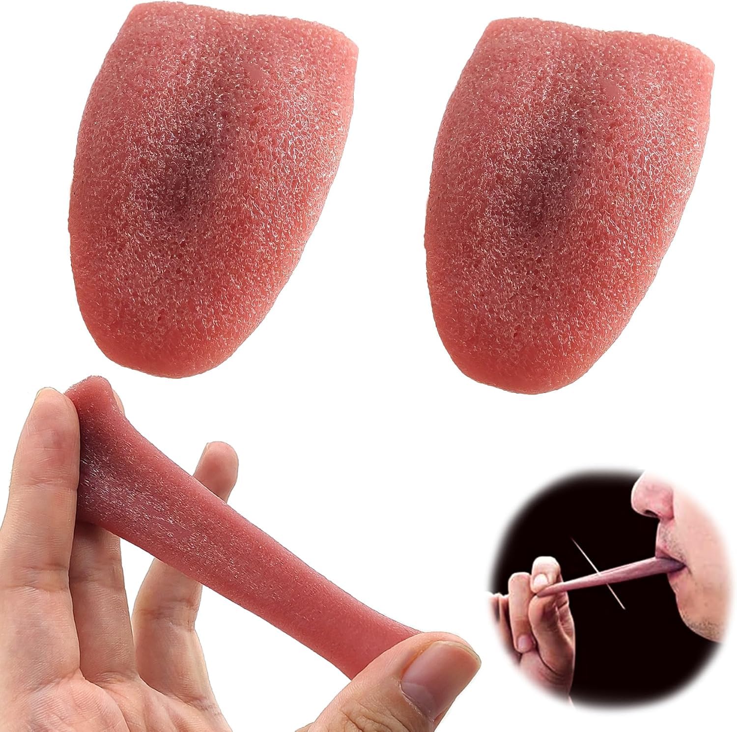 Bimkole Realistic Fake Tongue - 2PCS Halloween Prop for Scary Costume & Magic Tricks | Perfect for Horror Parties, Prank Gags, and Comedy Performances