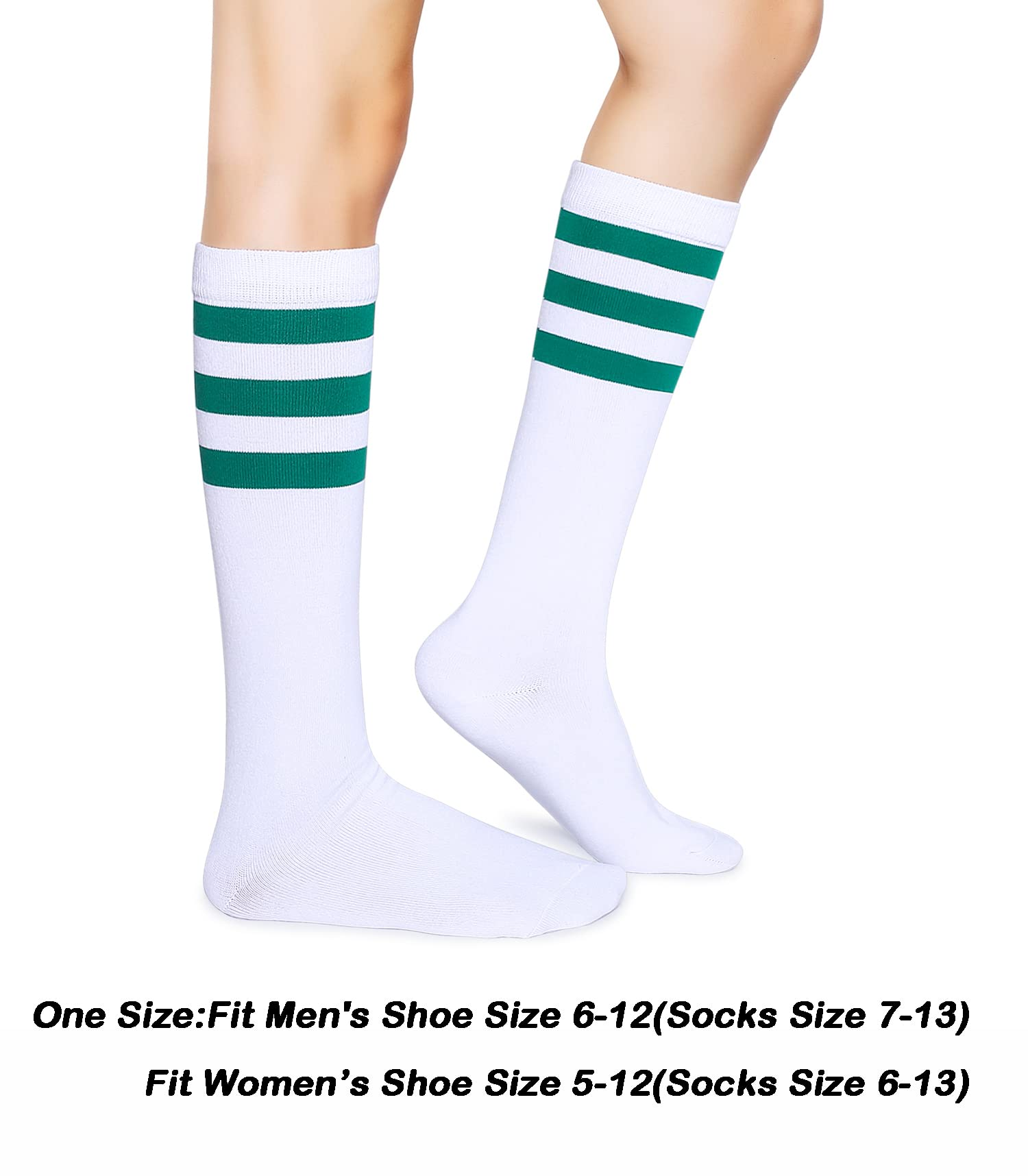 Henwarry Over the Calf Tube Socks - Classic Triple Stripes Cotton Retro Athletic Socks for Men & Women - Perfect for Running, Sports & Casual Wear