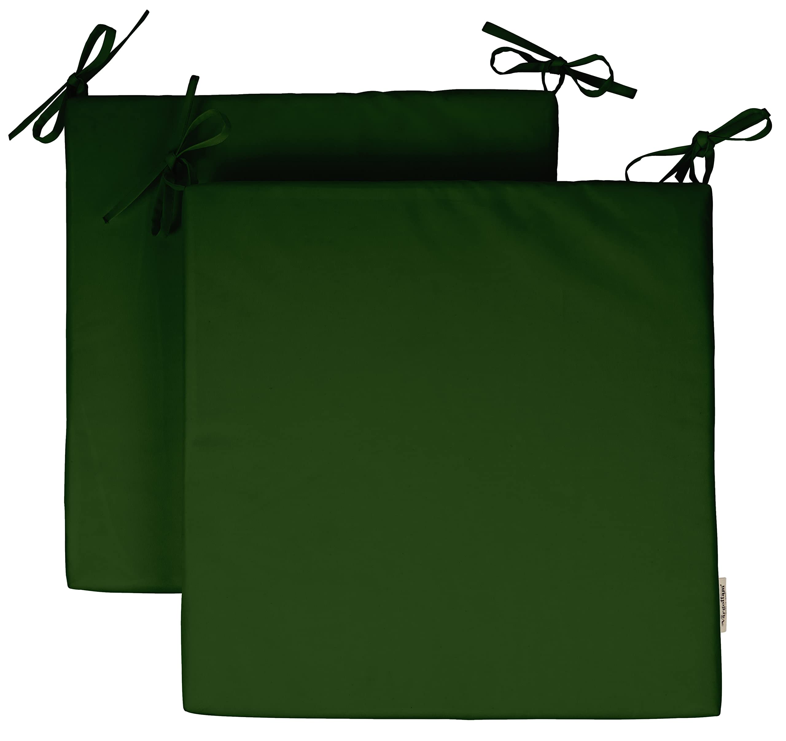 Premium 20x20 Inch Indoor/Outdoor Chair Cushions with Ties - Square Patio Seat Cushions Set of 2, Dark Green - Perfect for Garden Furniture, Deck Chairs & Outdoor Lounging