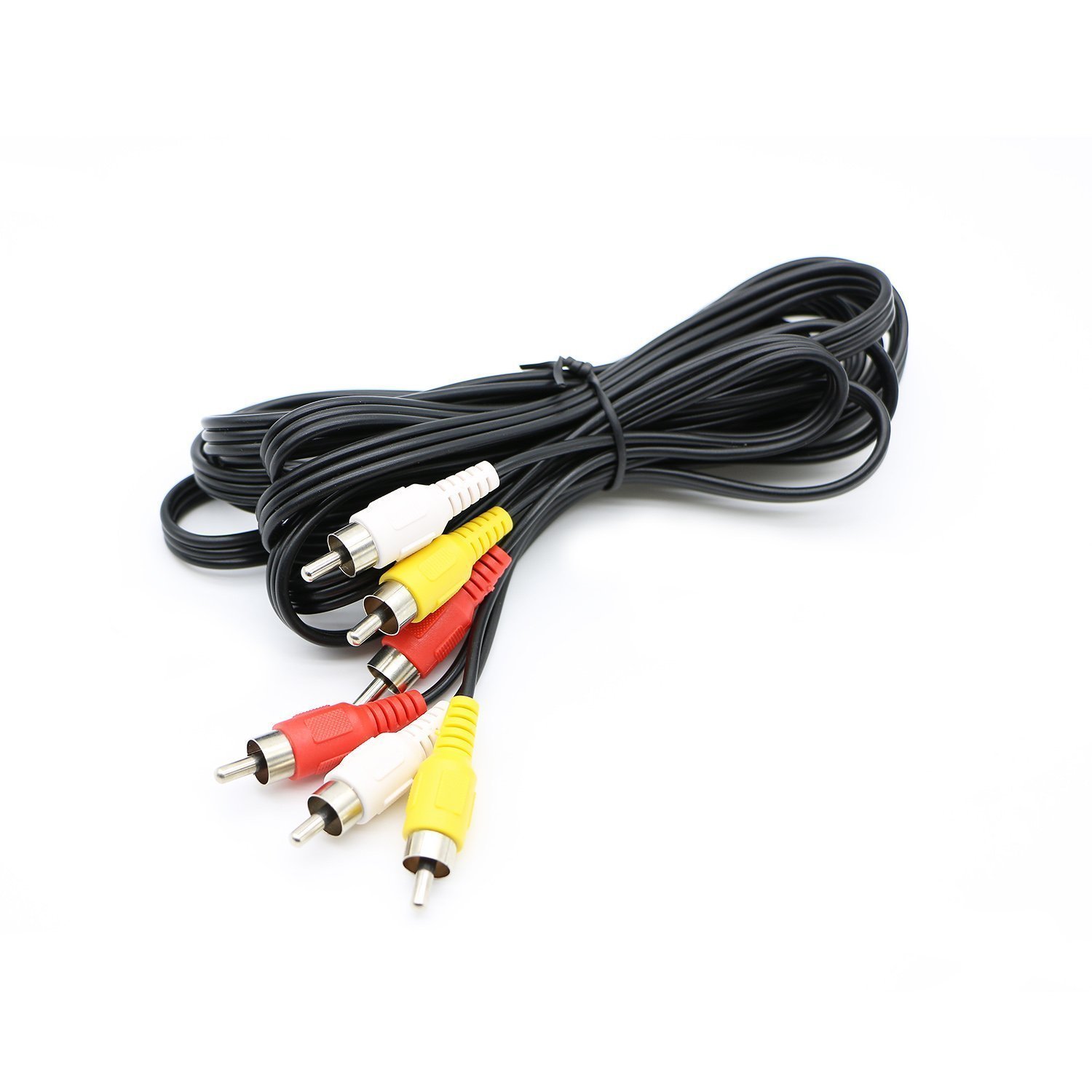 PASOW 10ft 3 RCA Male to Male Audio Video Composite Cable - Connect DVD Player, TV, Home Theater System for High-Quality Audio & Video Transmission