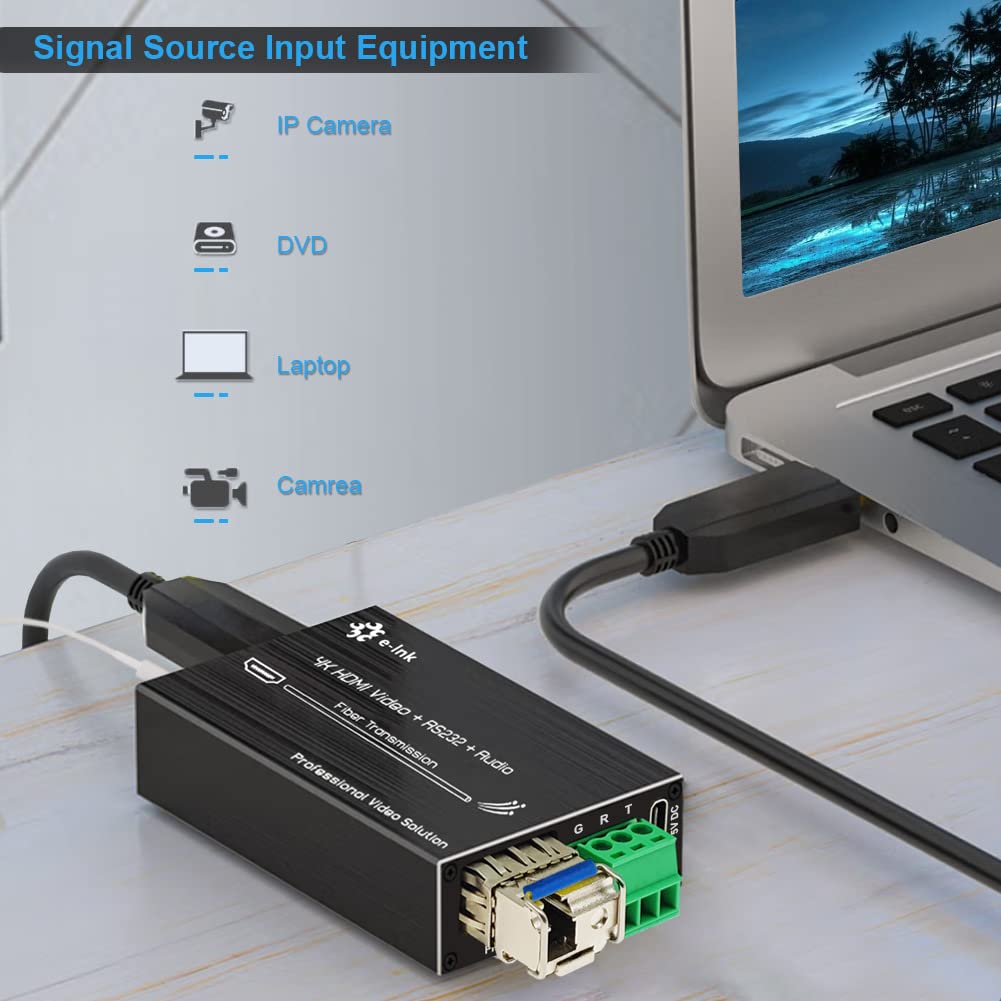 4K HDMI Fiber Optic Extender - 20km Long Range with RS232 & Stereo Audio Support for Home Theater, Conference Rooms & Digital Signage