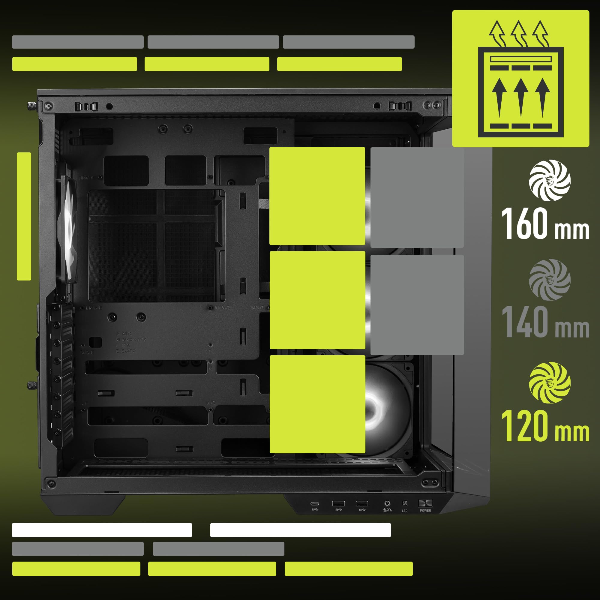 MSI MAG PANO 100R PZ Mid-Tower Gaming PC Case - Premium Black ATX Computer Case with Tempered Glass Side Panel, 120mm ARGB Fans & 360mm Liquid Cooling Support - Perfect for Gaming Setup, Streaming & High-Performance PC Builds
