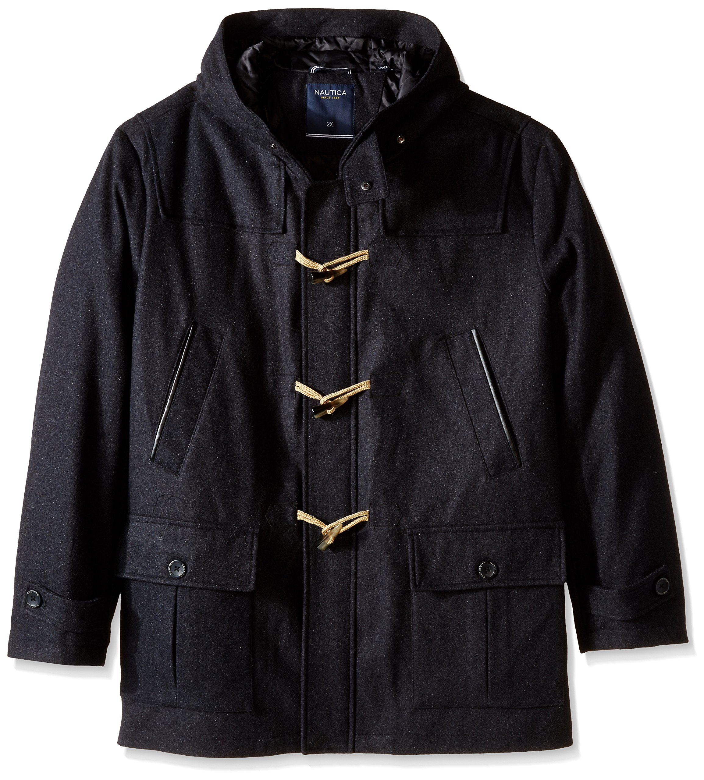 Nautica Men's Big Wool Toggle Coat - Winter Warm Peacoat with Hood for Outdoor Activities | Casual & Formal Wear | Water-Resistant & Windproof